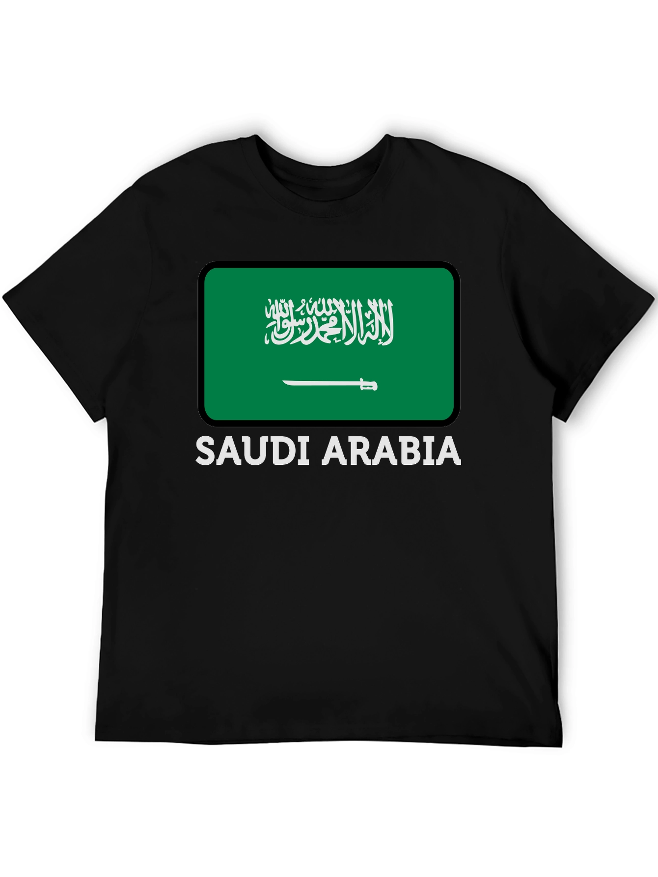 Black Saudi Arabia Flag Graphic Tee - Black Cotton T-Shirt view 5