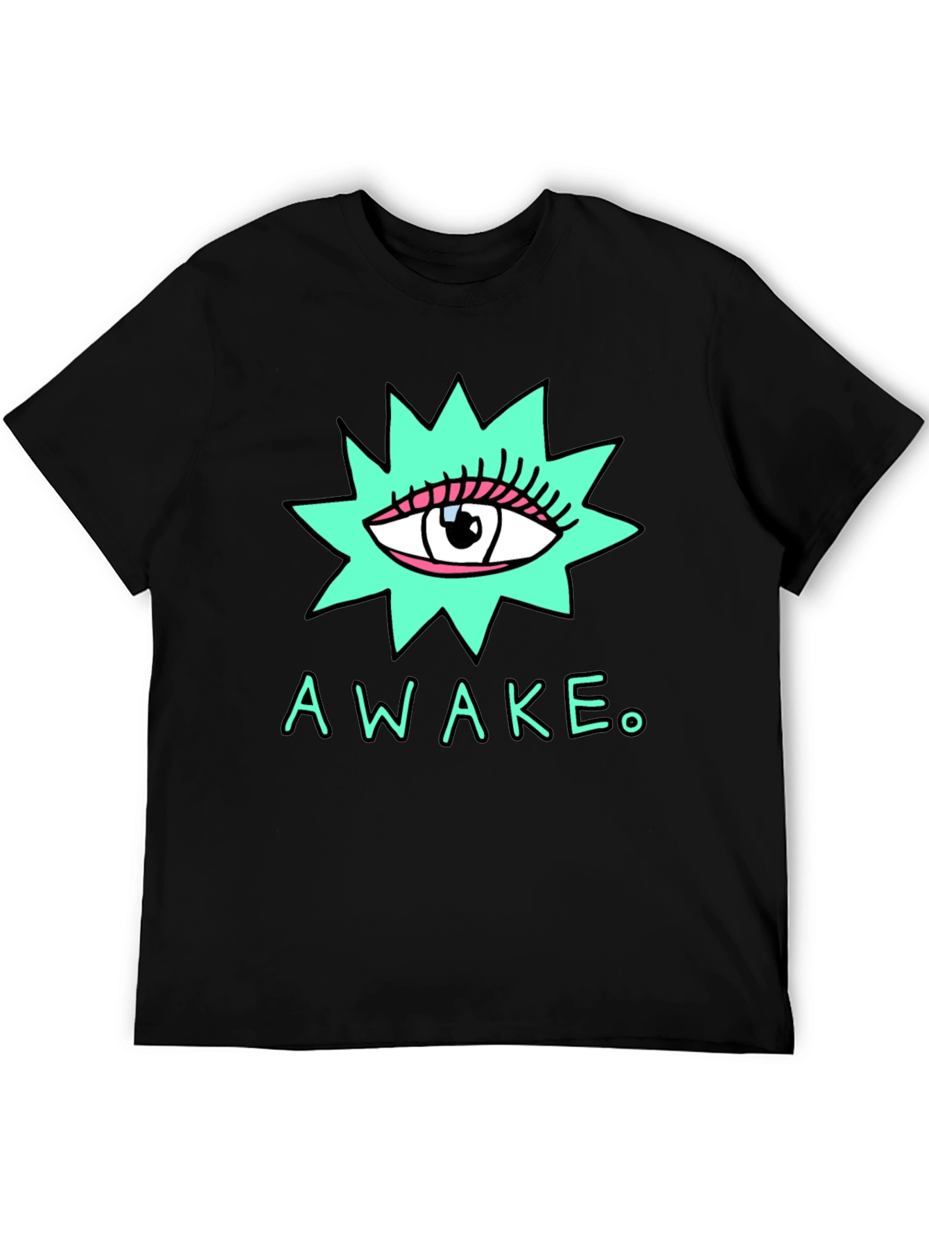 Black Eye-Catching "Awake" Graphic Print Black T-Shirt view 5