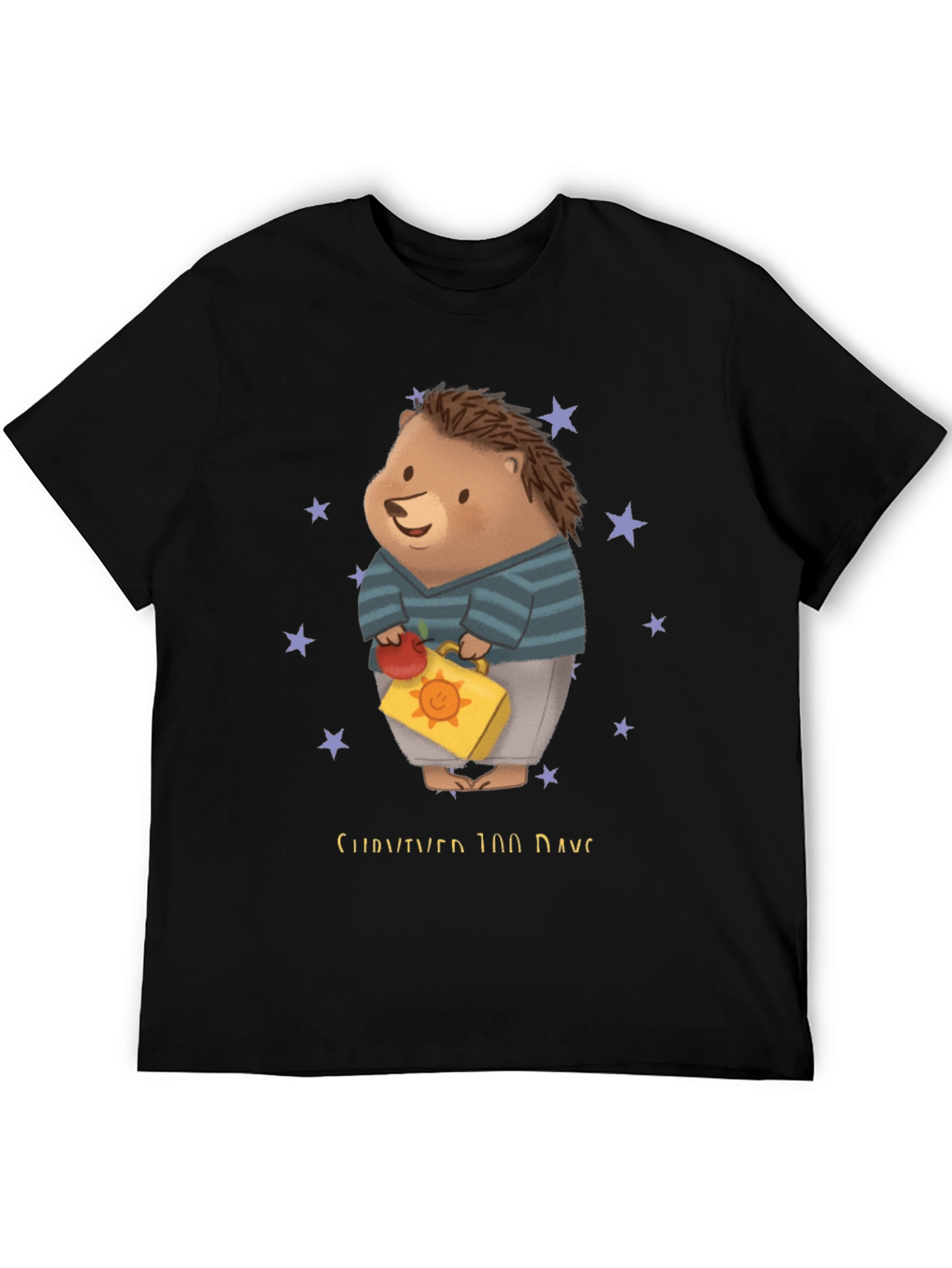 Black 100 Days of School Hedgehog Tee view 5