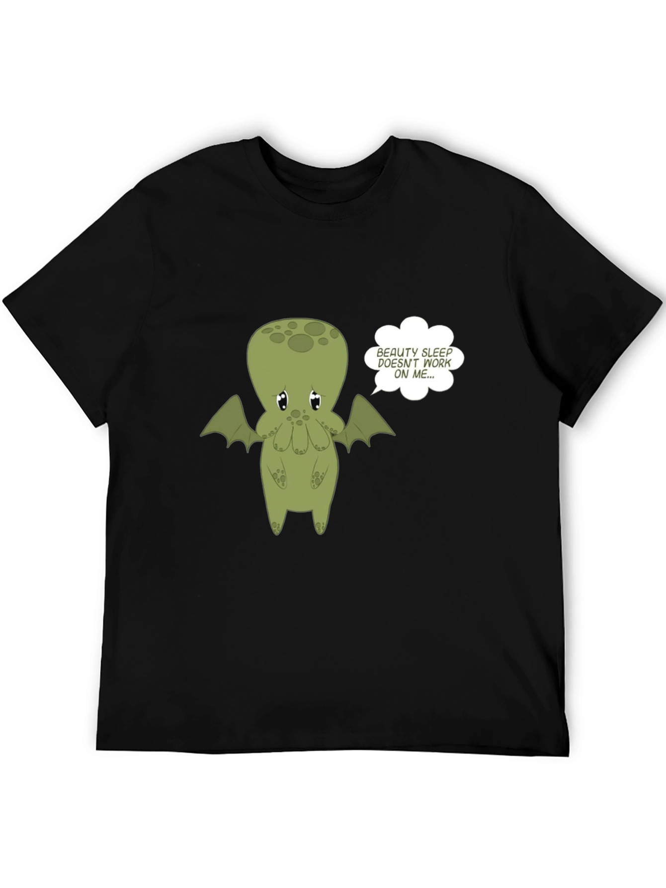 Black Cute Cthulhu 'Beauty Sleep' Graphic Tee - Black view 5