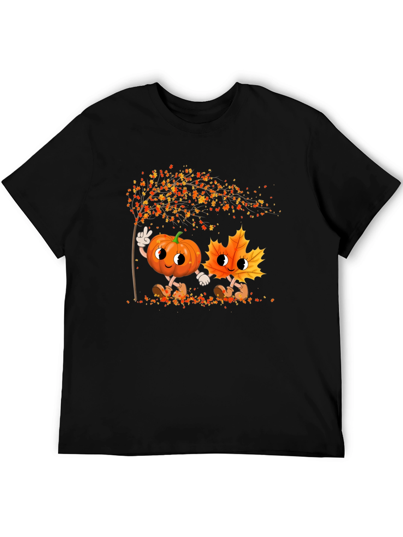 Black Fall Friends Tee - Pumpkin & Leaf Graphic view 5