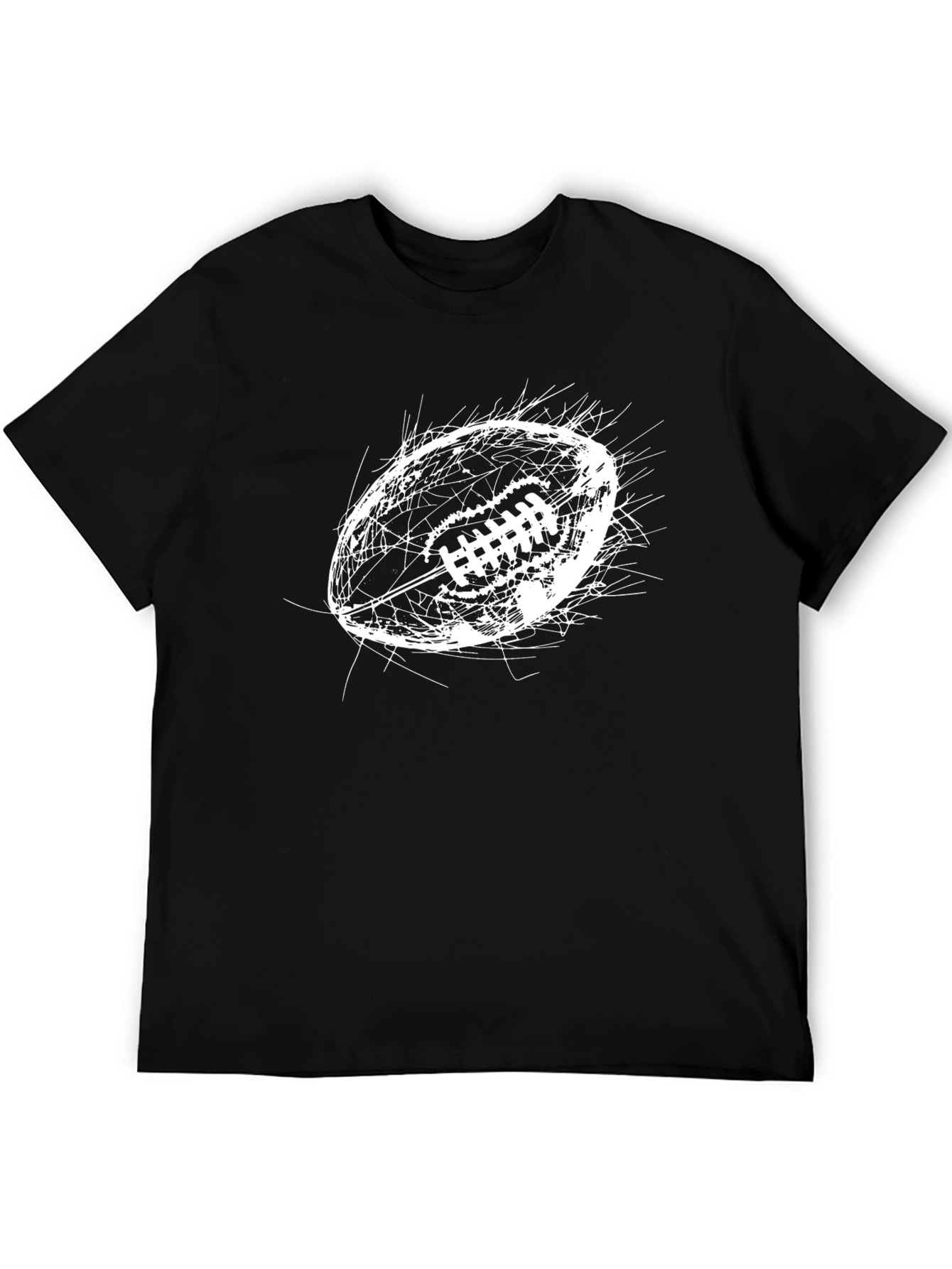 Black Football Graphic Tee - Black Cotton Casual Top view 5