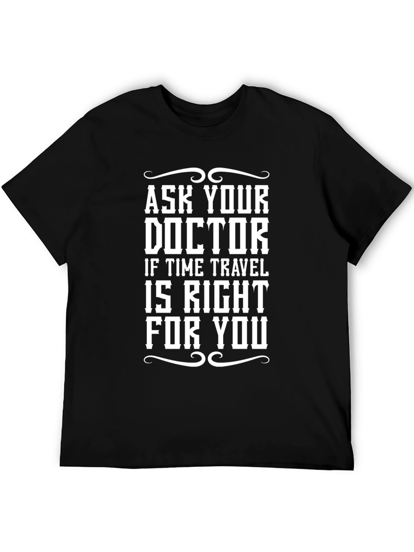 Black Time Travel Doctor T-Shirt Funny Novelty Tee view 5