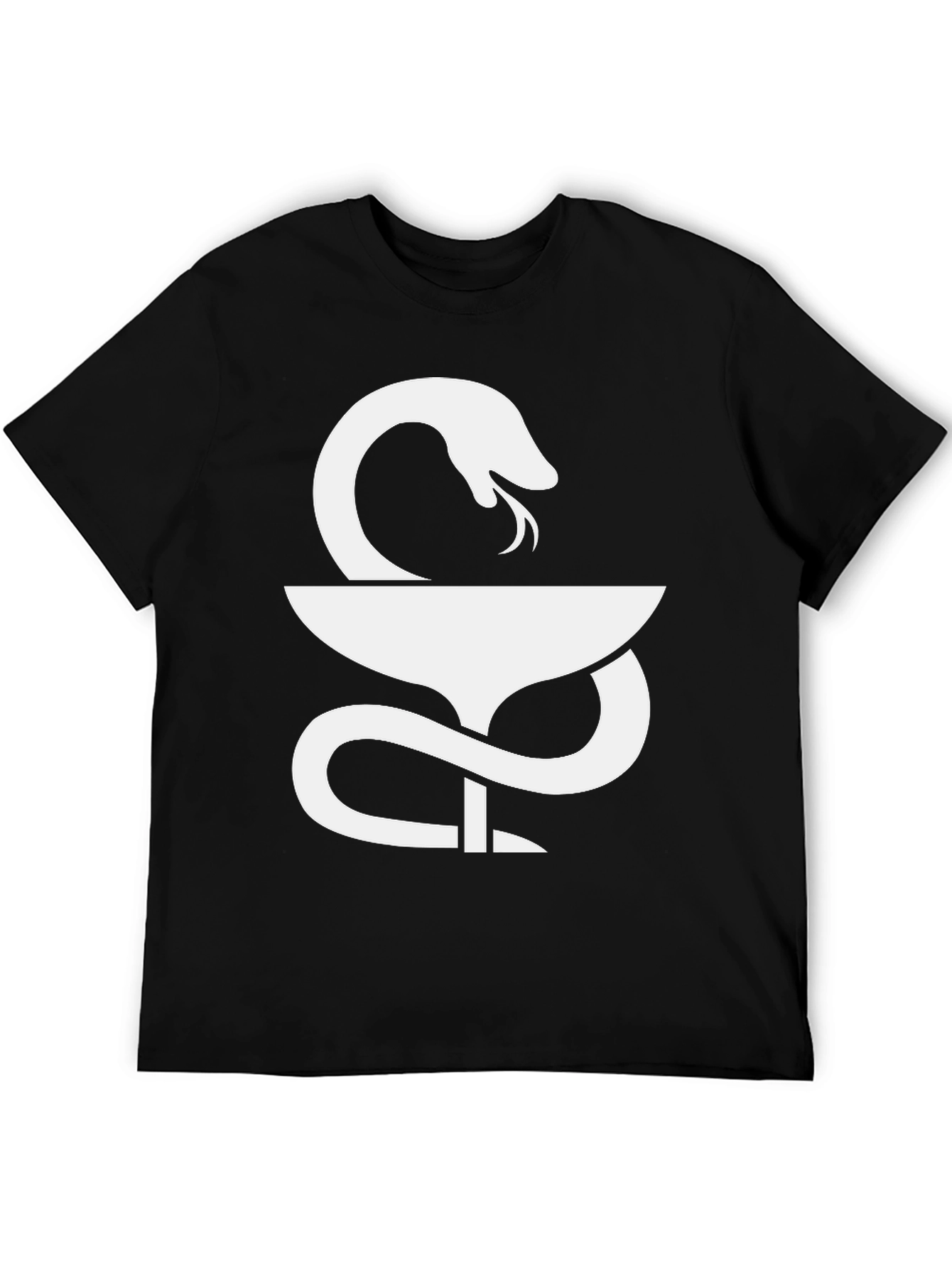 Black Caduceus Snake & Bowl T-Shirt - Medical Symbol view 5