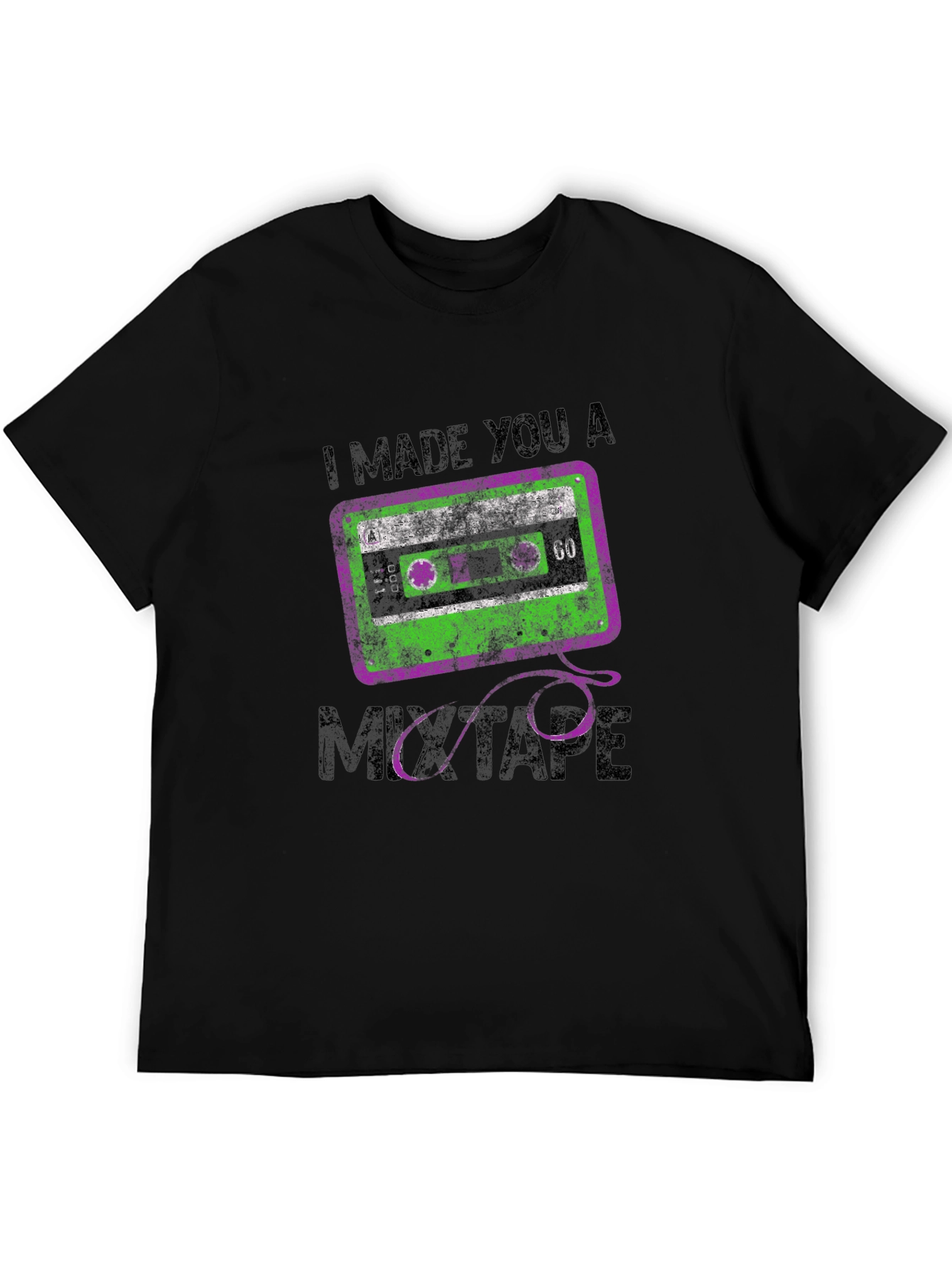Black I Made You a Mixtape Graphic Tee - Vintage Cassette T-Shirt view 5