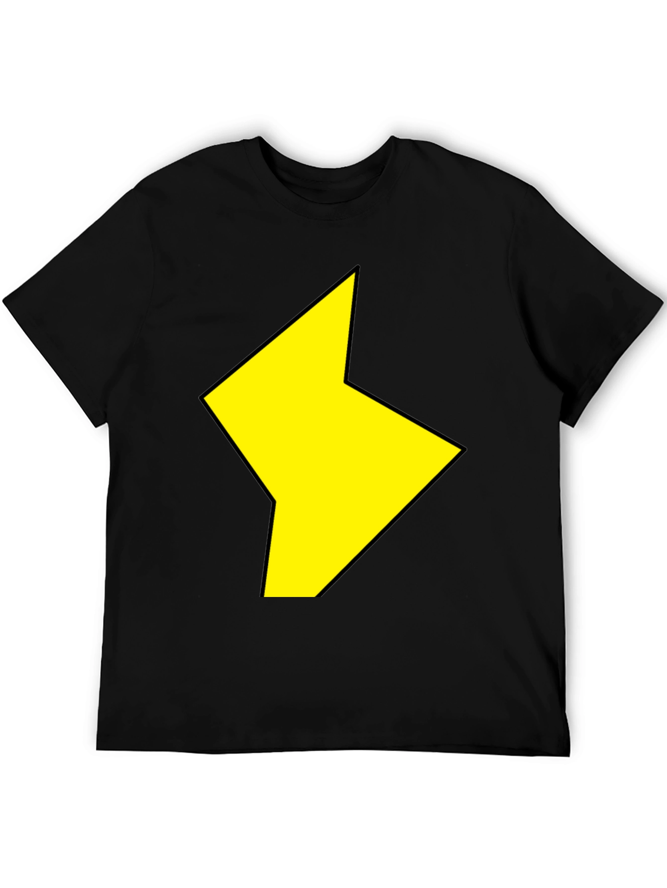 Black Black T-Shirt with Yellow Lightning Bolt Design view 5