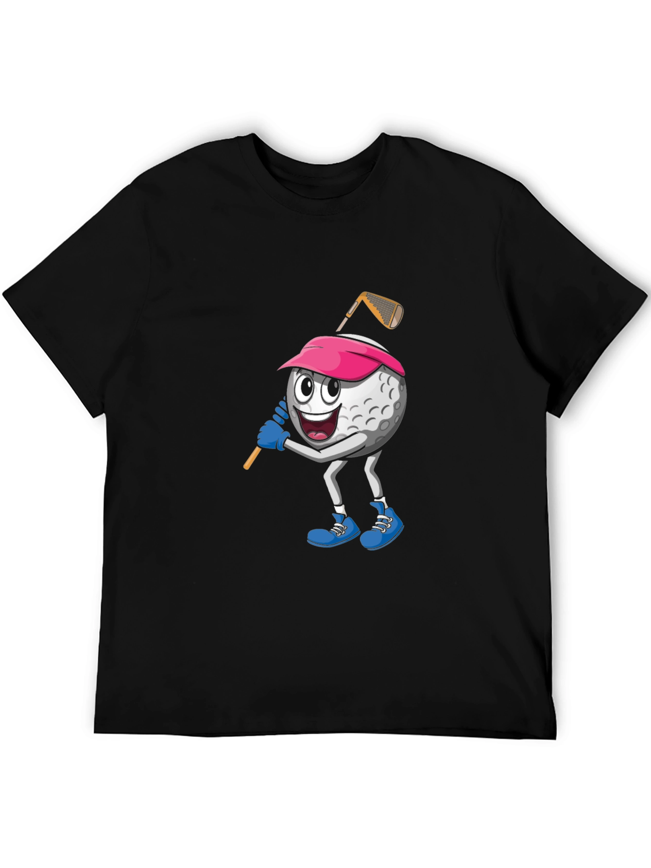 Black Golf Ball Cartoon Black T-Shirt view 5