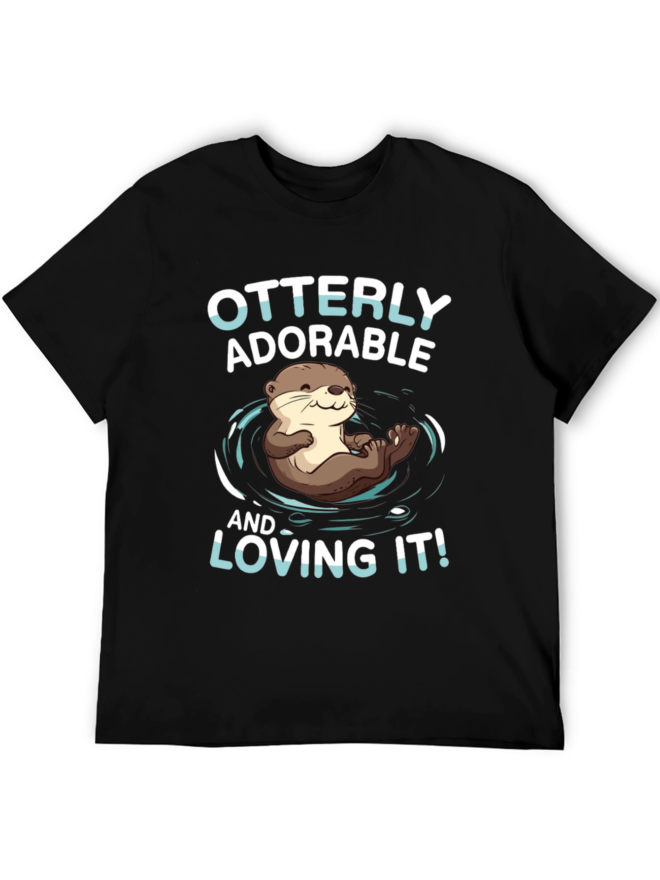 Black Otterly Adorable T-Shirt - Cute Otter Design view 5