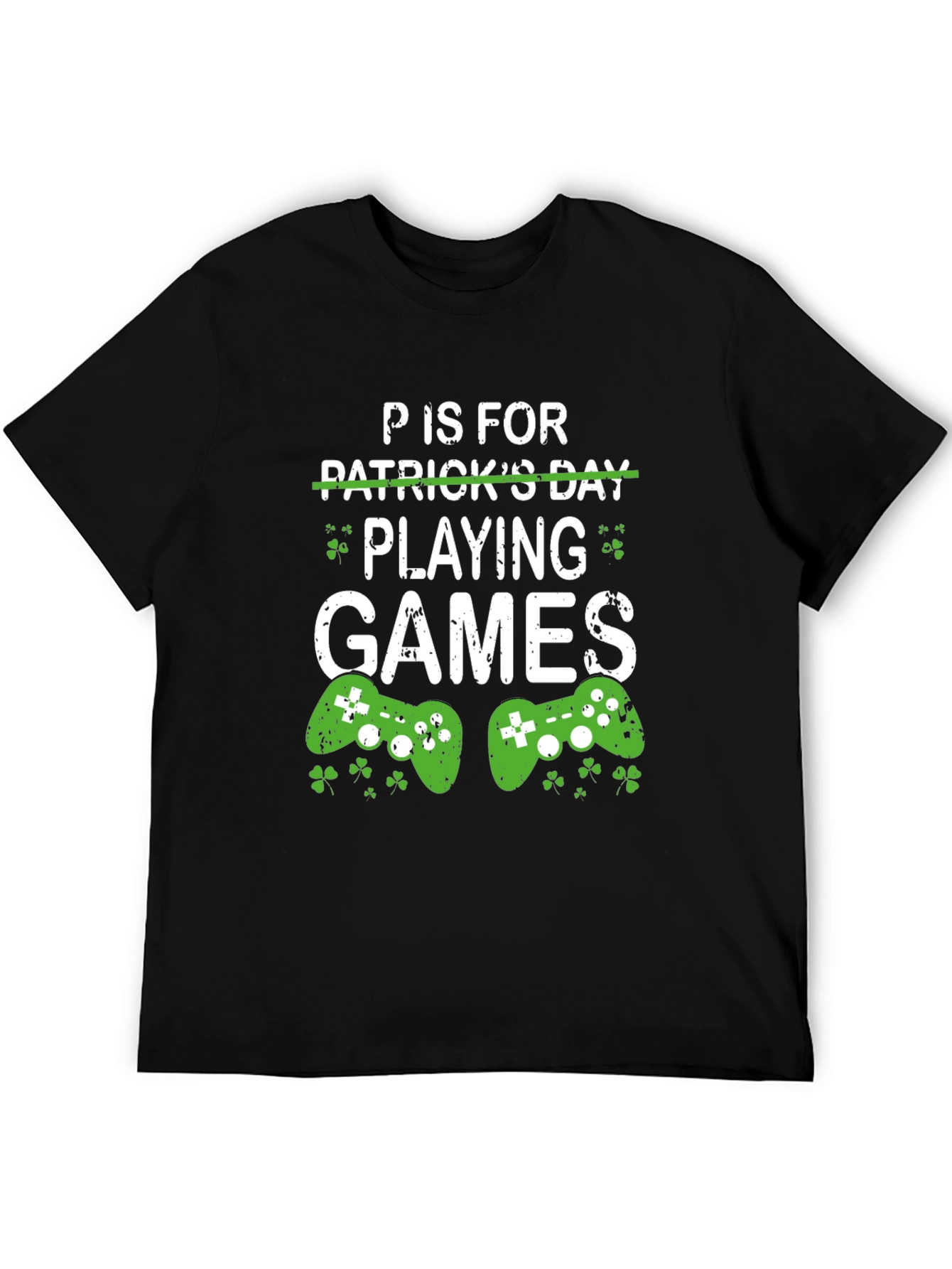 Black P is for Playing Games St. Patrick's Day Gamer T-Shirt view 5