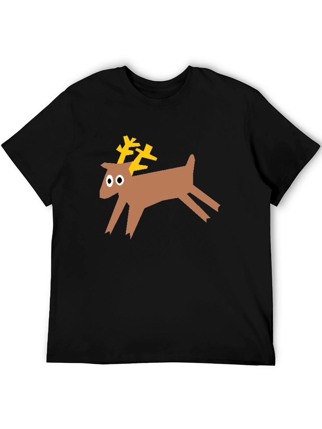 Black Reindeer Graphic Tee - Black Cotton T-Shirt view 5