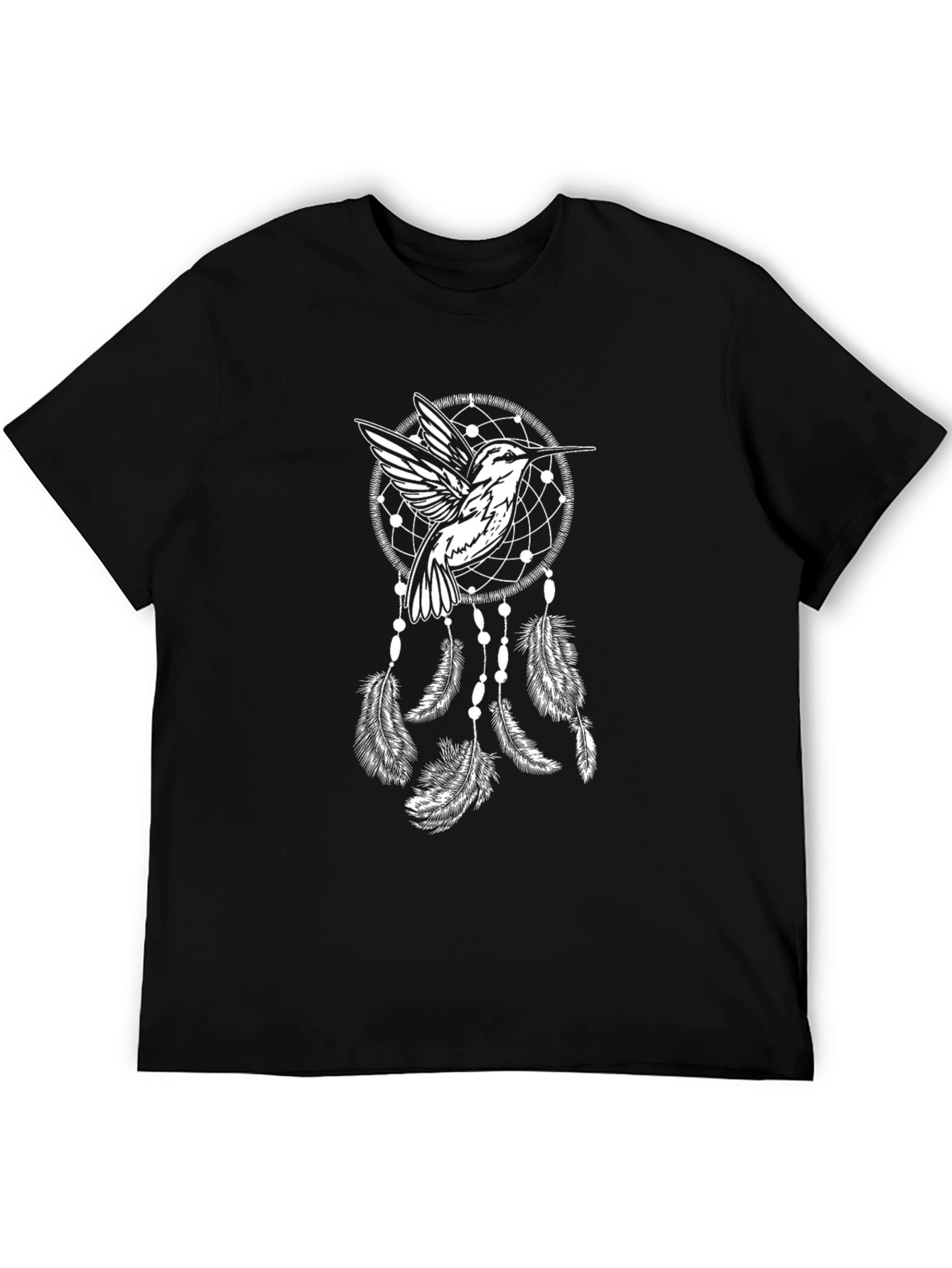 Black Hummingbird Dreamcatcher Black T-Shirt view 5