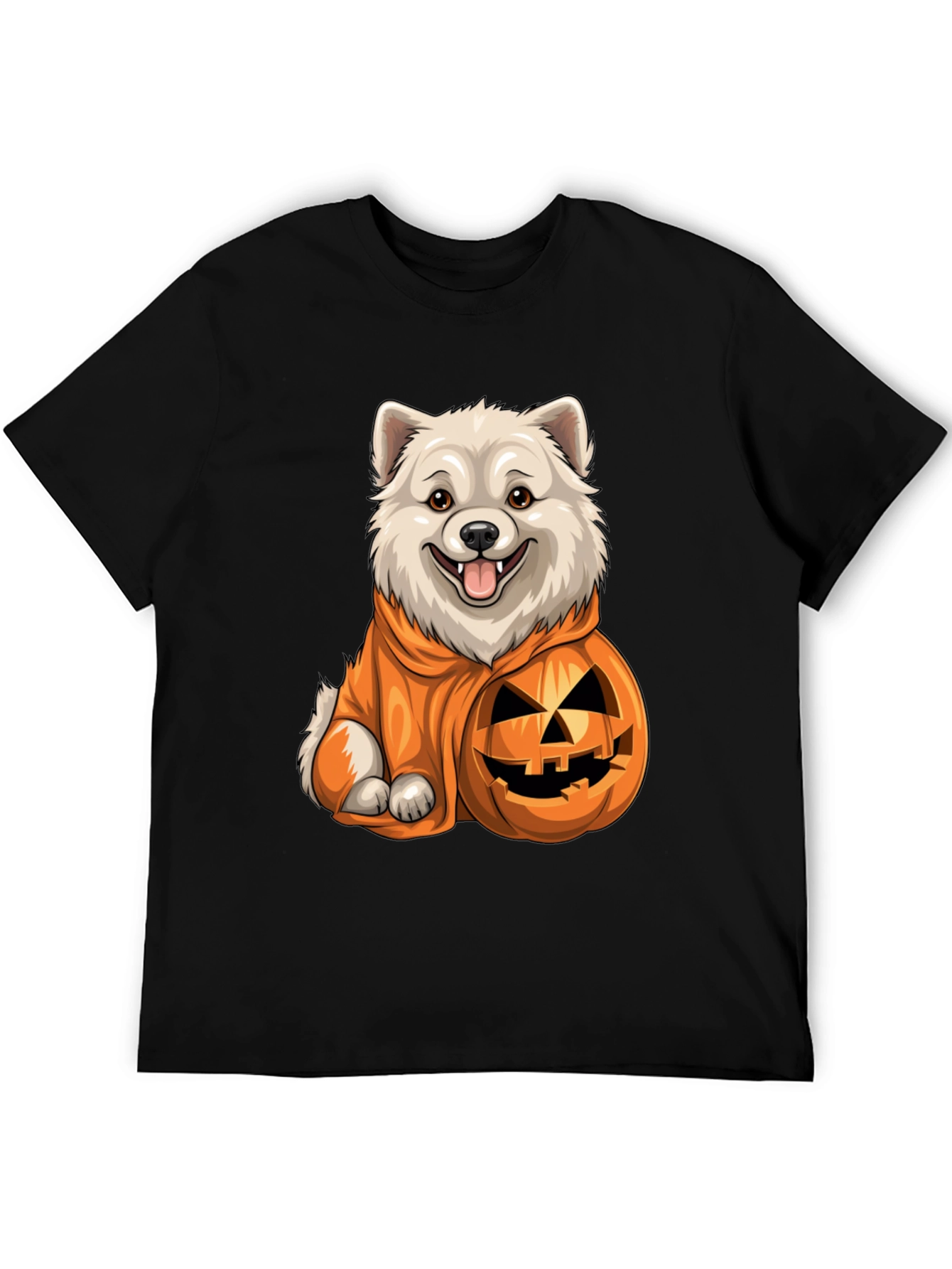 Black Dog in Pumpkin Costume T-Shirt view 5