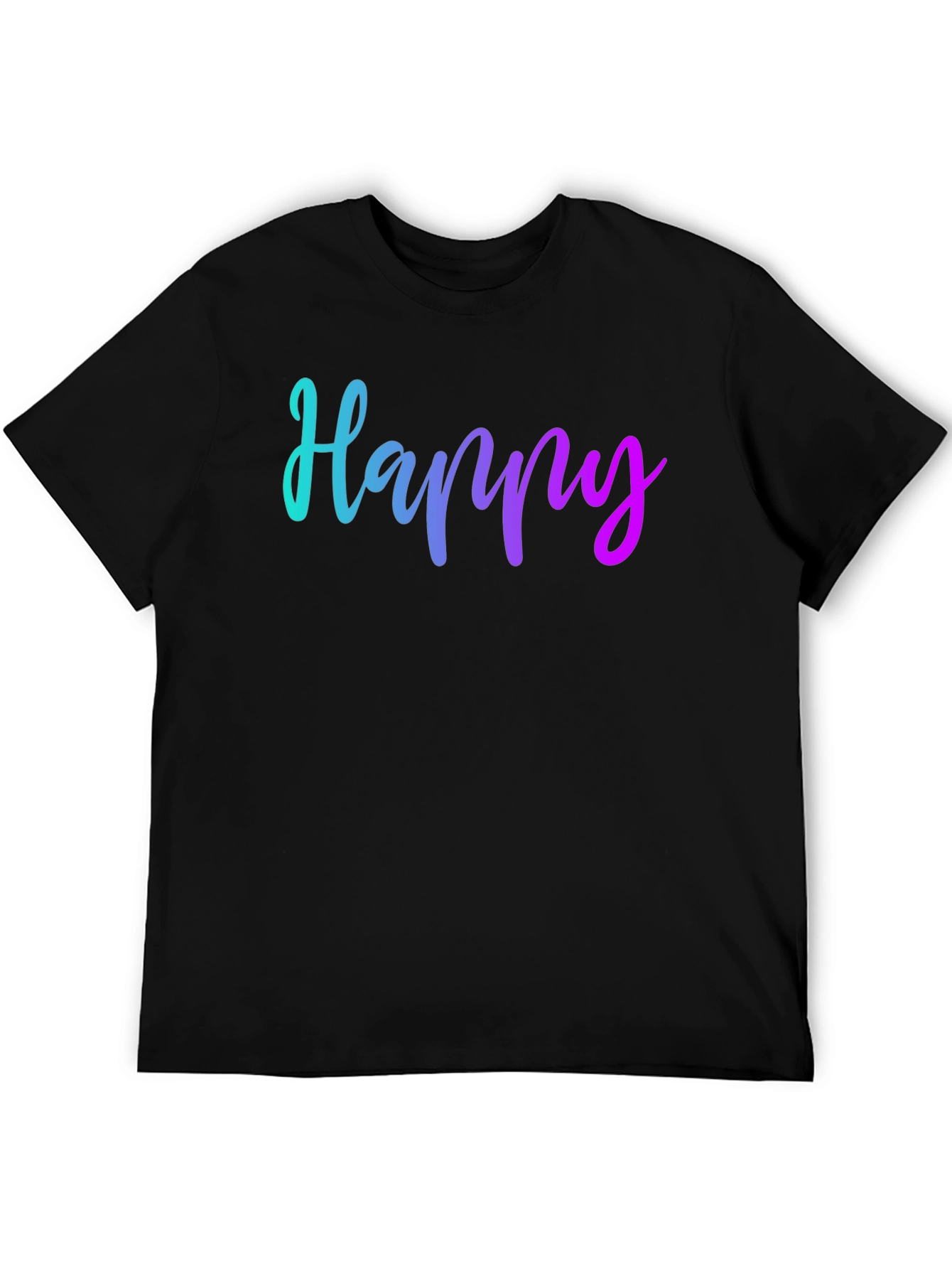 Black Happy Gradient Graphic Black T-Shirt view 5