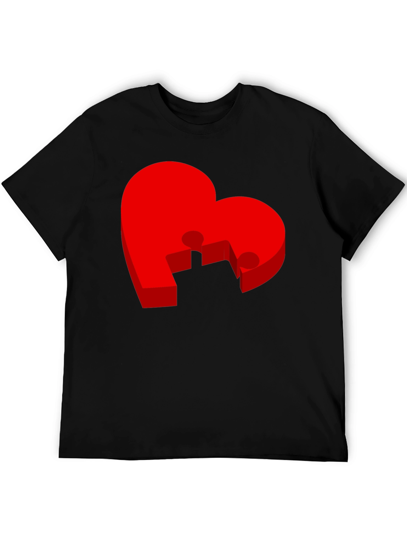 Black Heart Puzzle Piece Graphic Tee - Black T-Shirt view 5