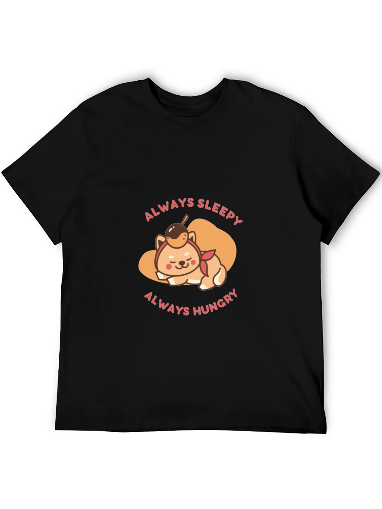 Black Always Sleepy Hungry Shiba Inu T-Shirt view 5