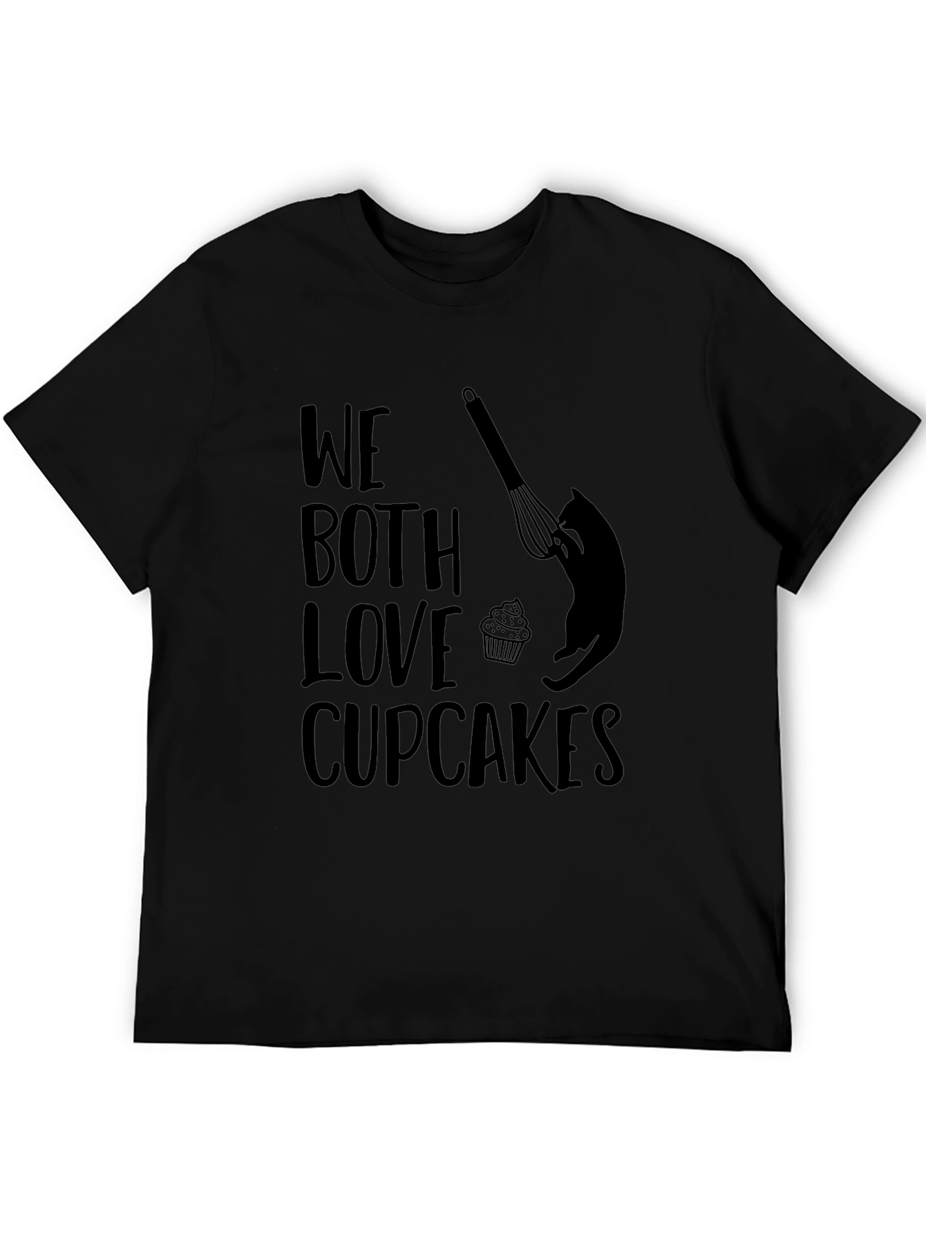 Black We Both Love Cupcakes T-Shirt - Cat & Whisk Design view 5