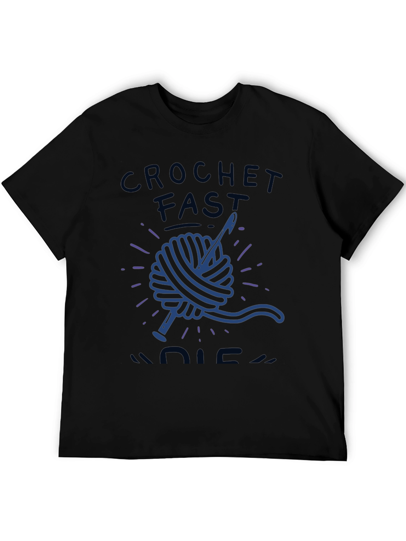 Black Crochet Fast Die Warm Funny T-Shirt view 5