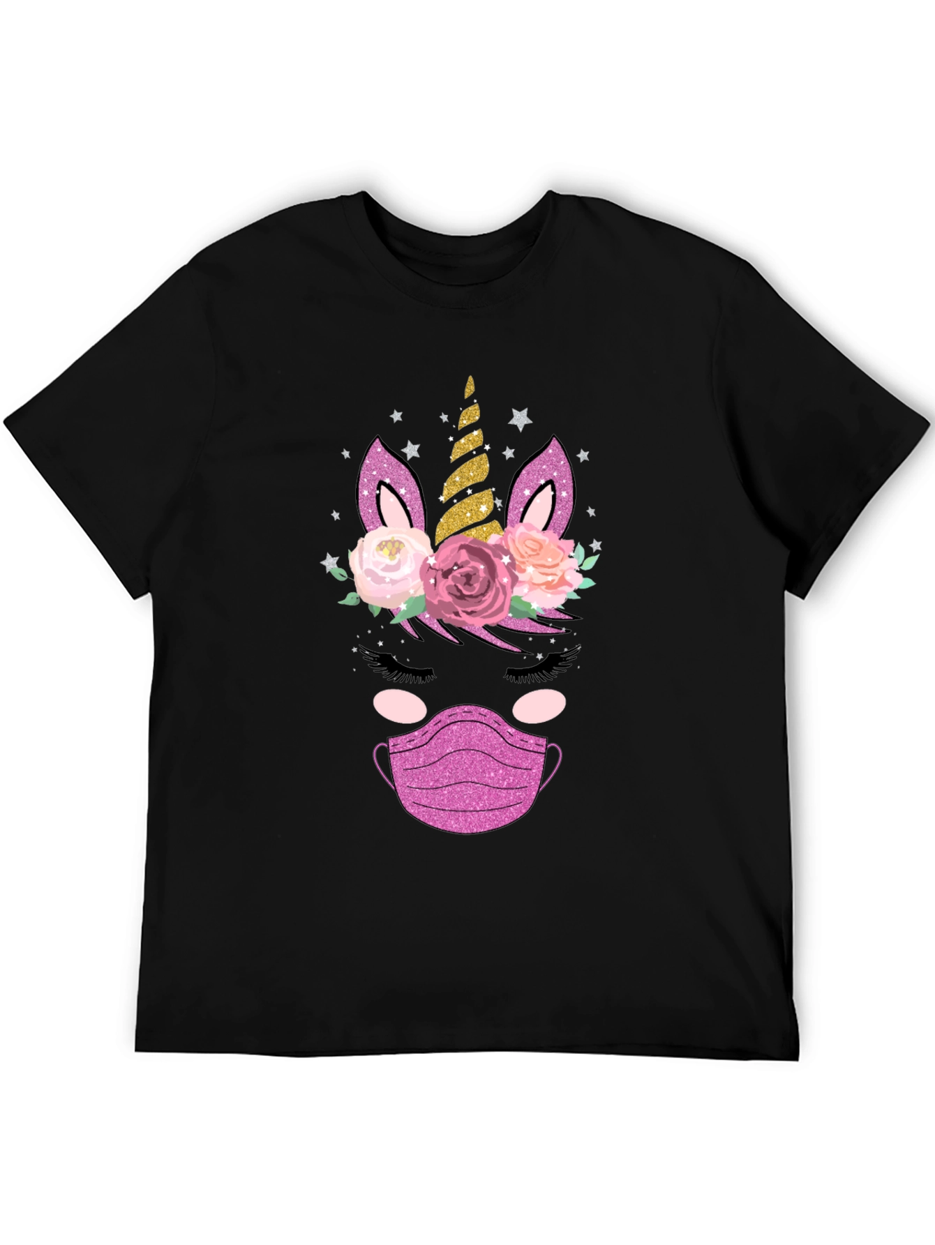 Black Unicorn Mask Graphic Tee - Stylish & Safe view 5