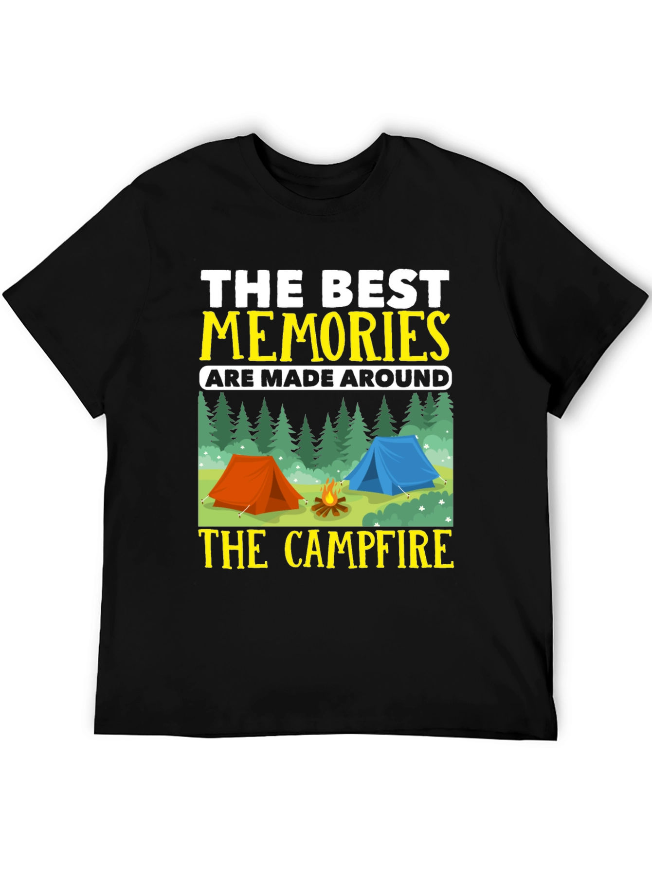 Black Camping Memories T-Shirt - Campfire Design view 5