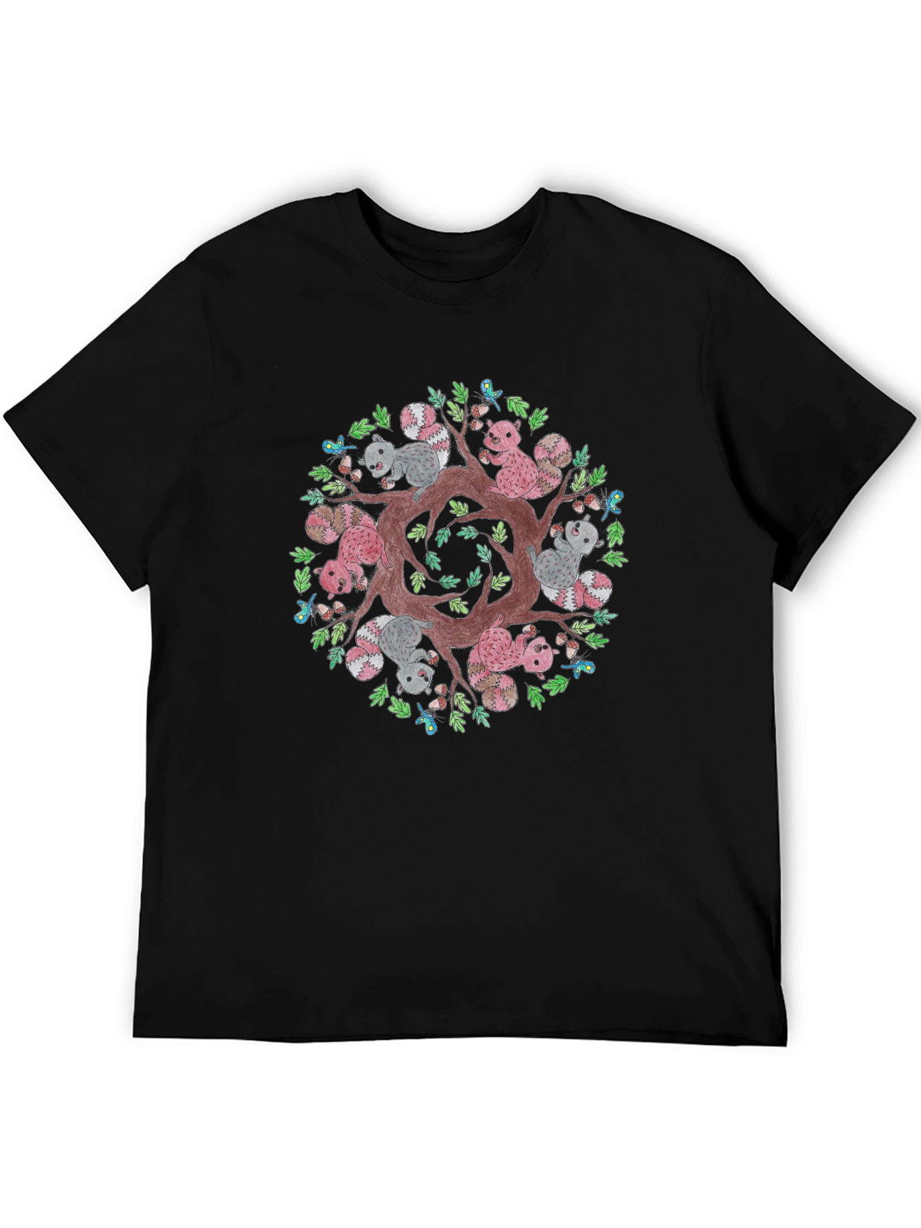 Black Squirrel Mandala Graphic Tee - Black view 5