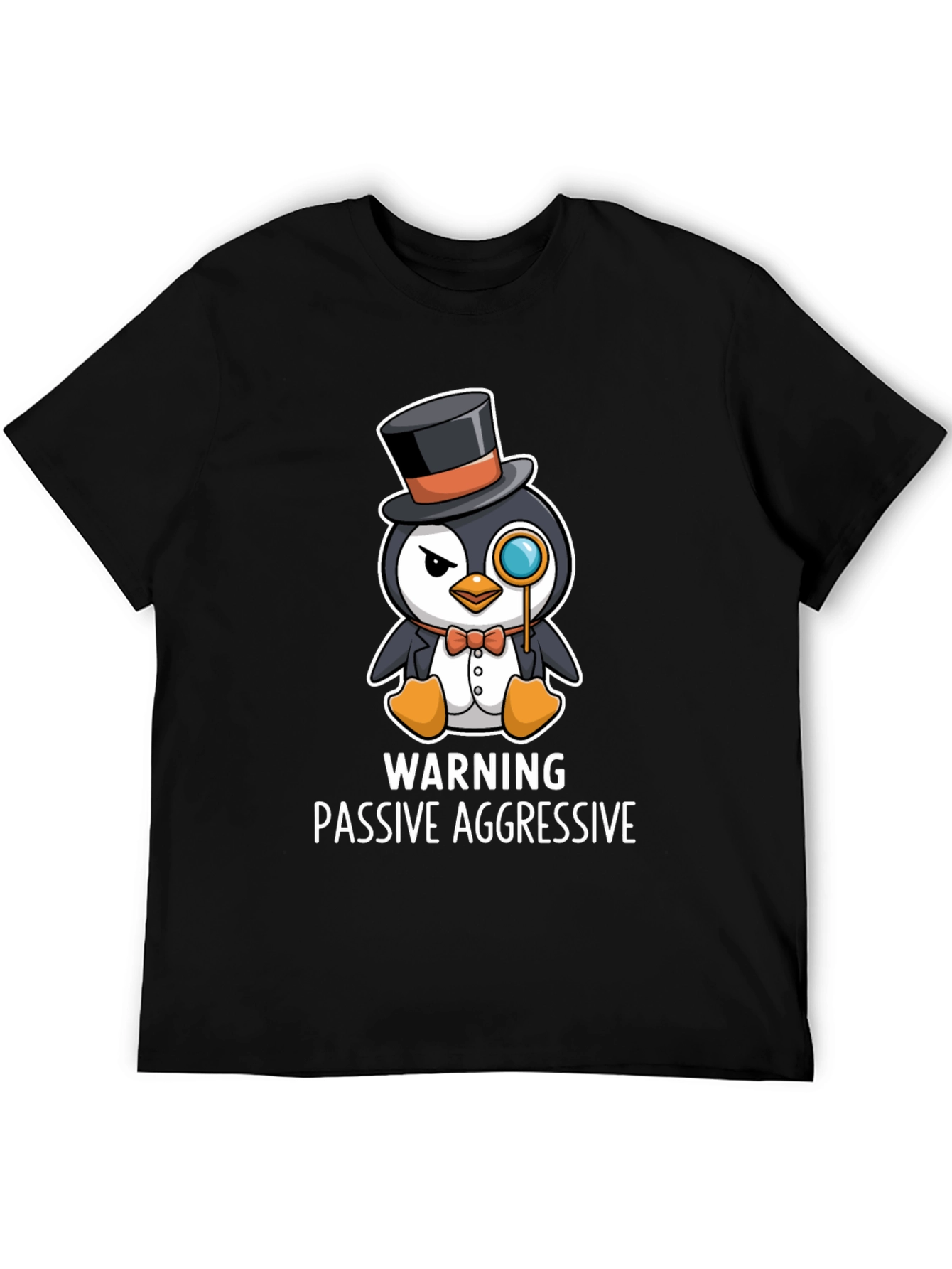 Black Passive Aggressive Penguin T-Shirt view 5