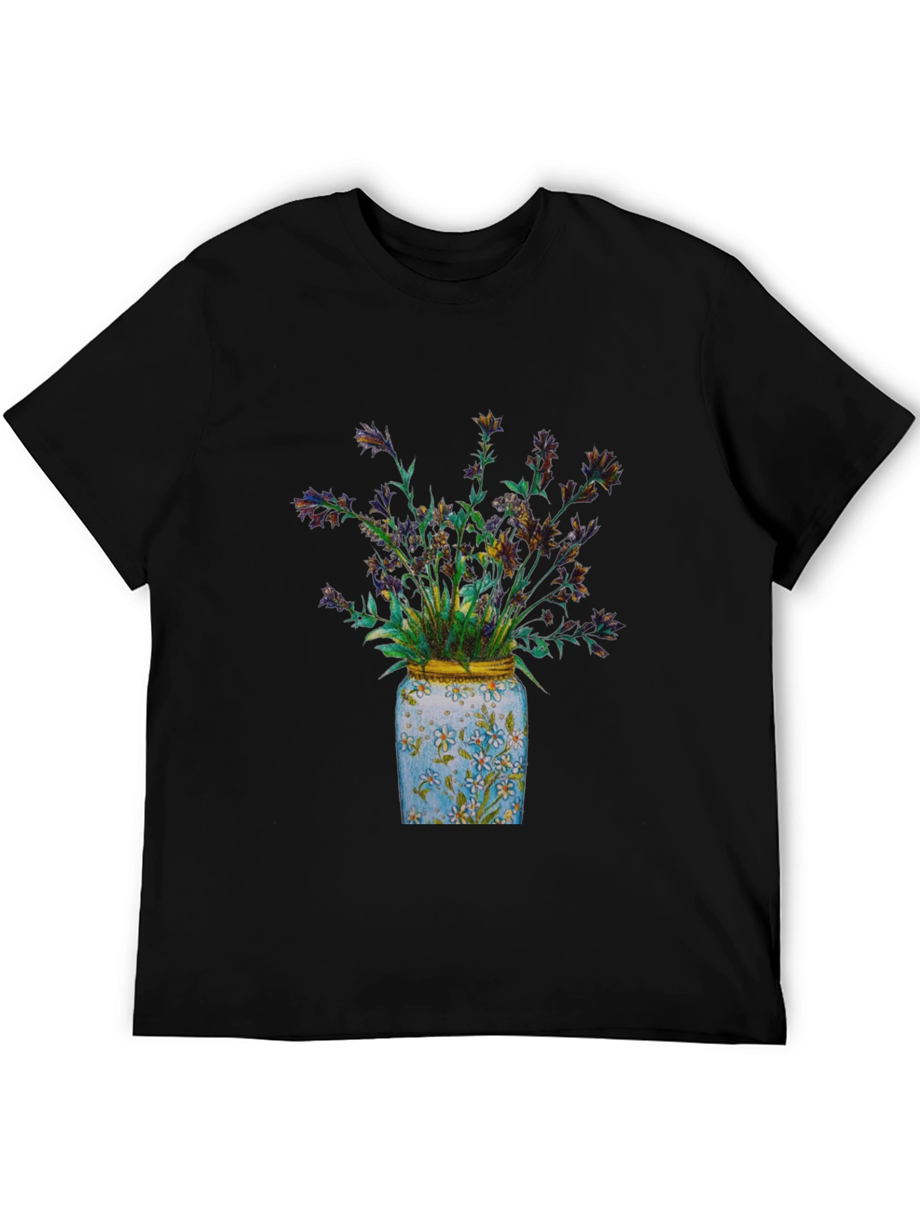 Black Floral Jar Graphic Tee - Soft Cotton Blend view 5