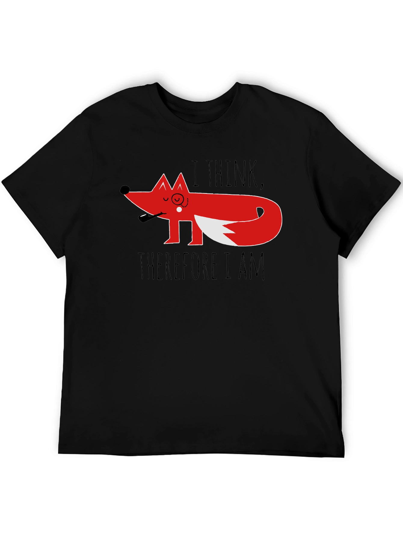Black Philosophical Fox Graphic Tee - 'I Think, Therefore I Am' view 5