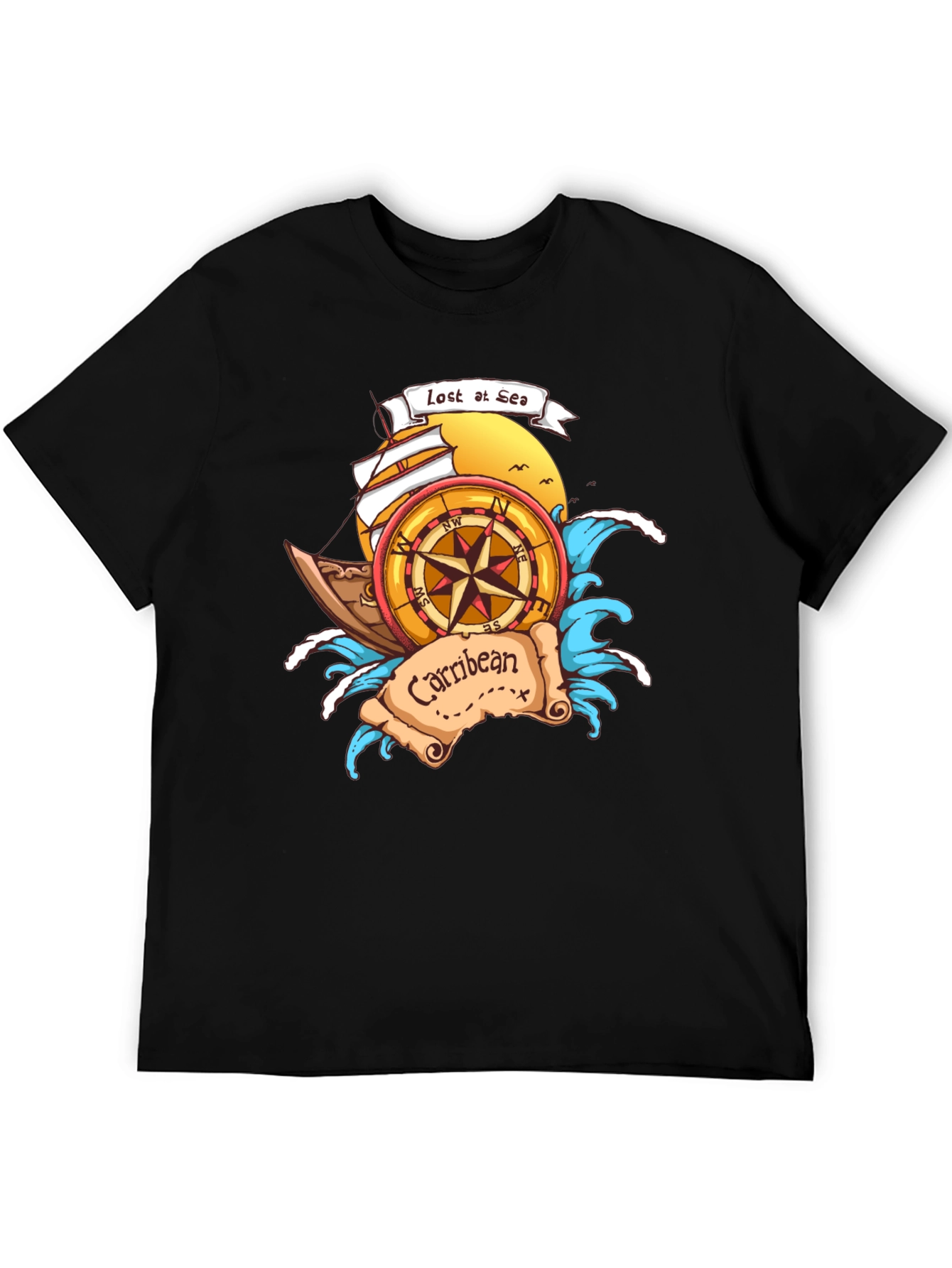 Black Lost at Sea Caribbean T-Shirt view 5
