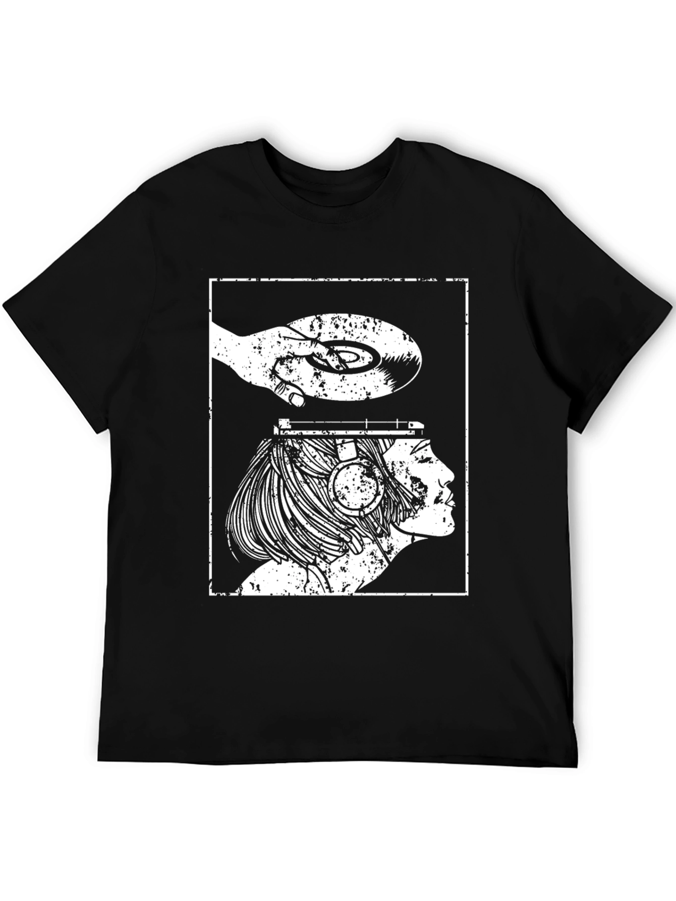 Black Retro Vinyl Head Black T-Shirt view 5