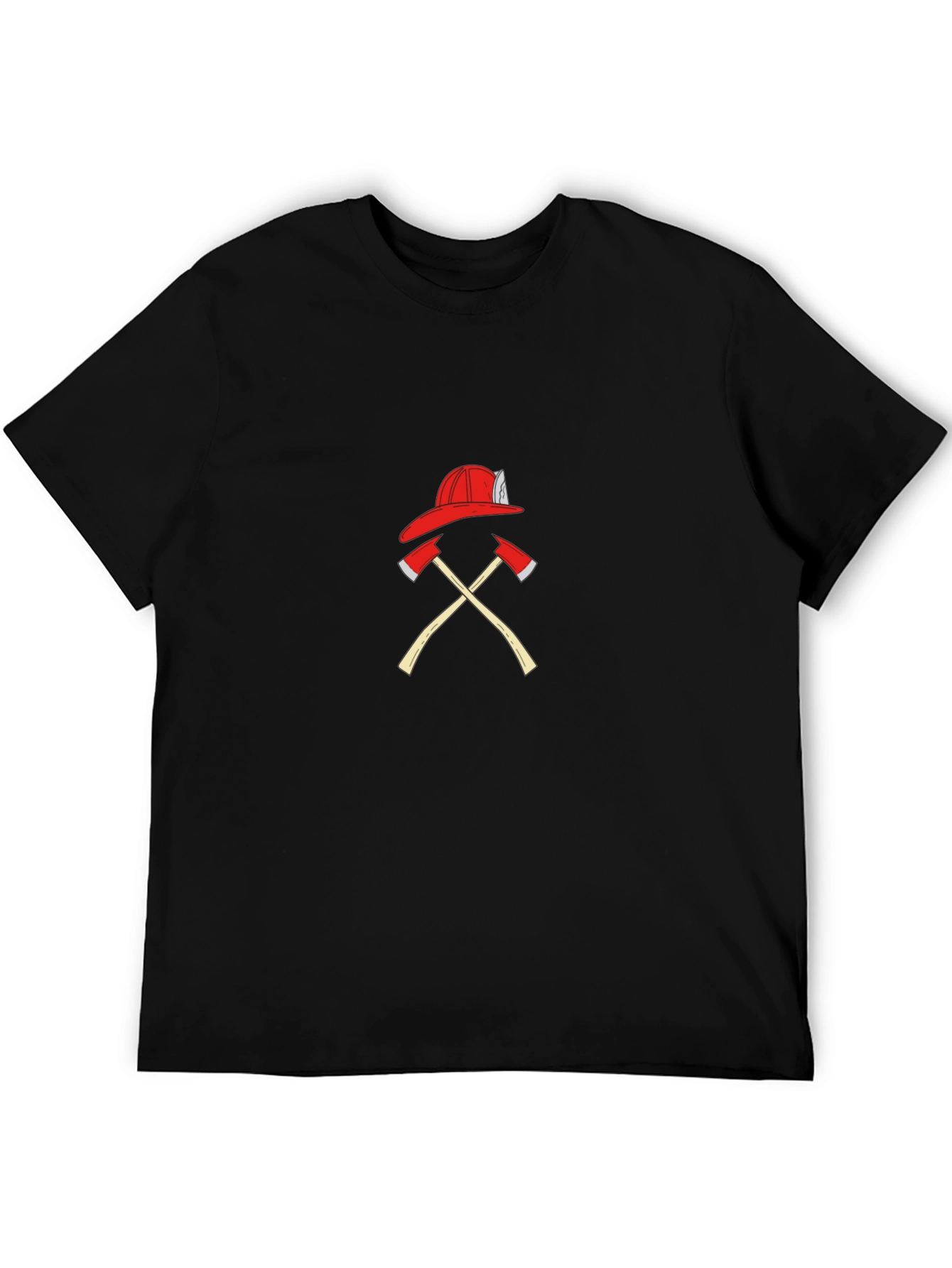 Black Firefighter Axe & Helmet Graphic Tee view 5