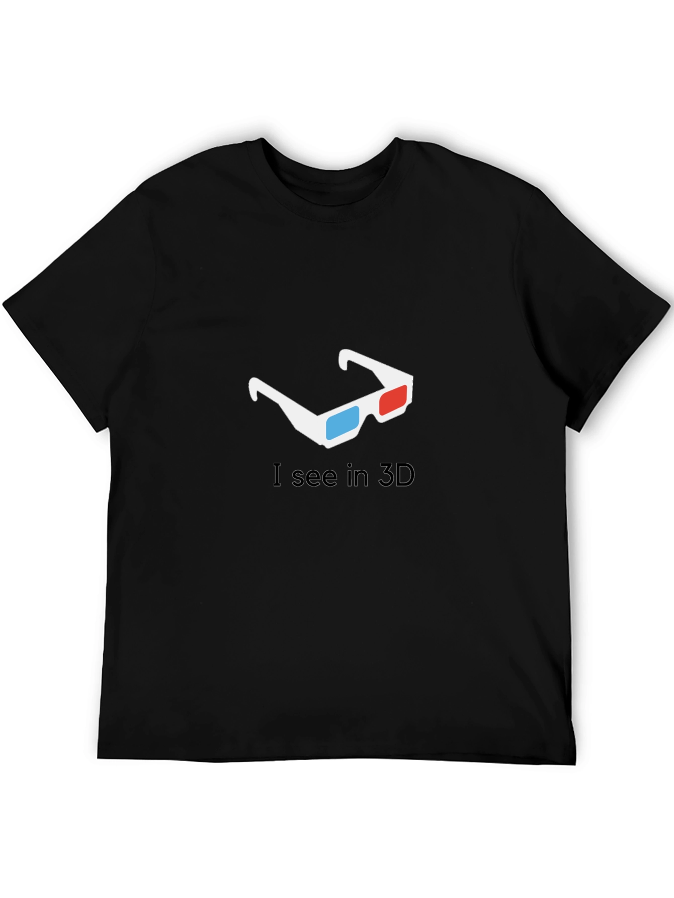 Black Funny 3D Glasses Graphic T-Shirt view 5