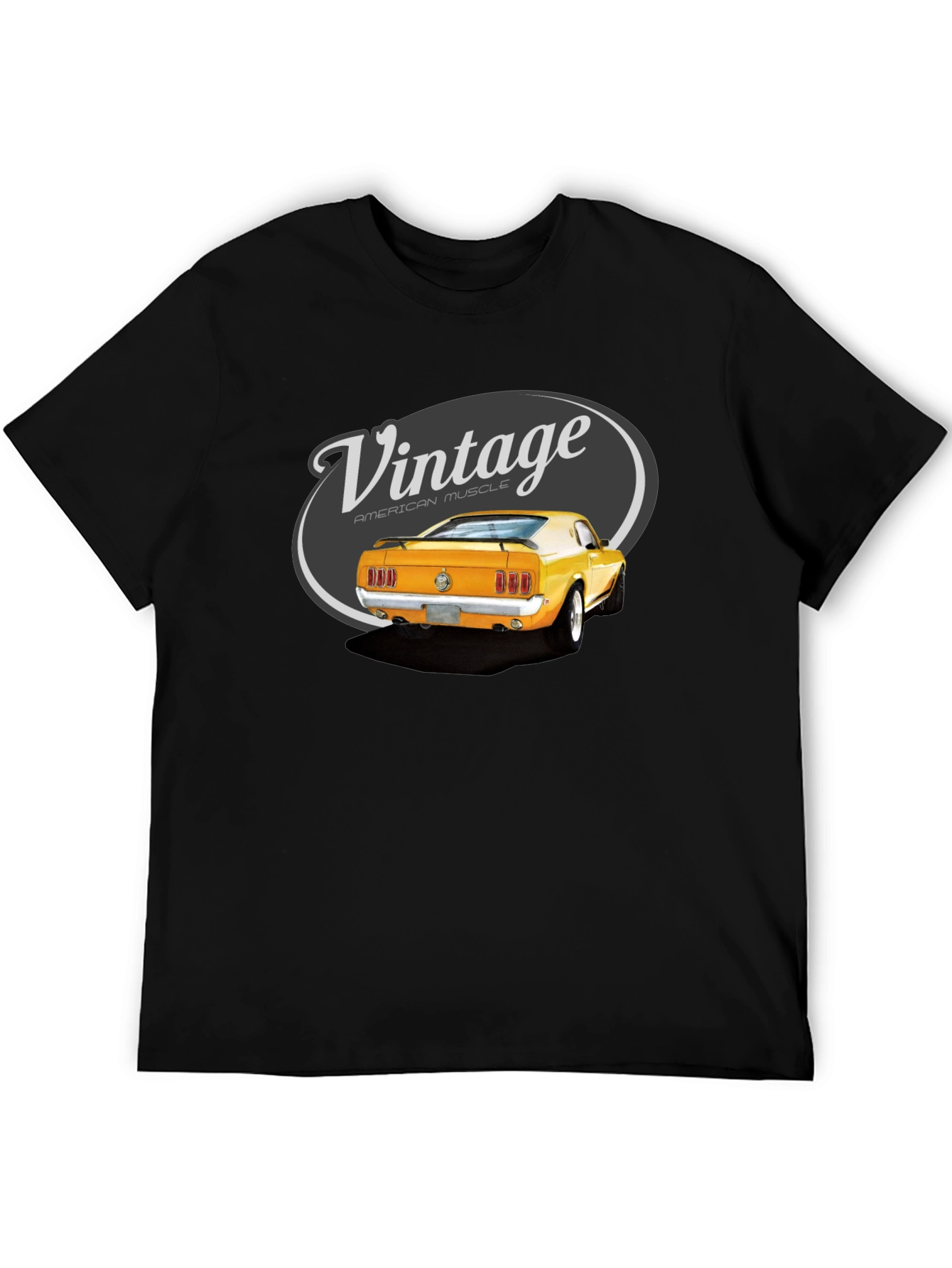 Black Vintage American Muscle Car T-Shirt view 5