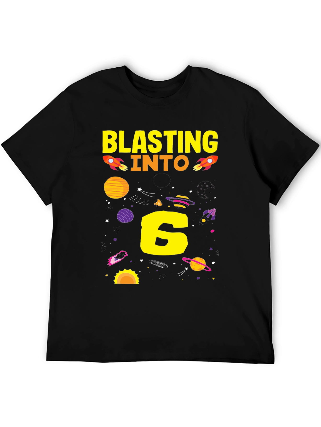 Black Blasting Into 6th Birthday T-Shirt view 5