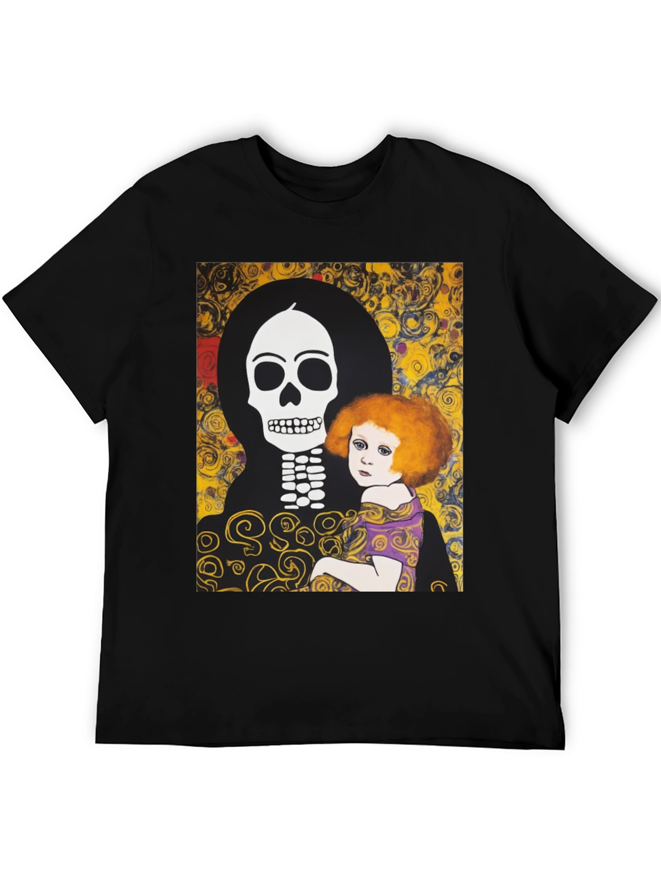 Black Klimt Death & Life Graphic Tee - Dark Humor Art view 5