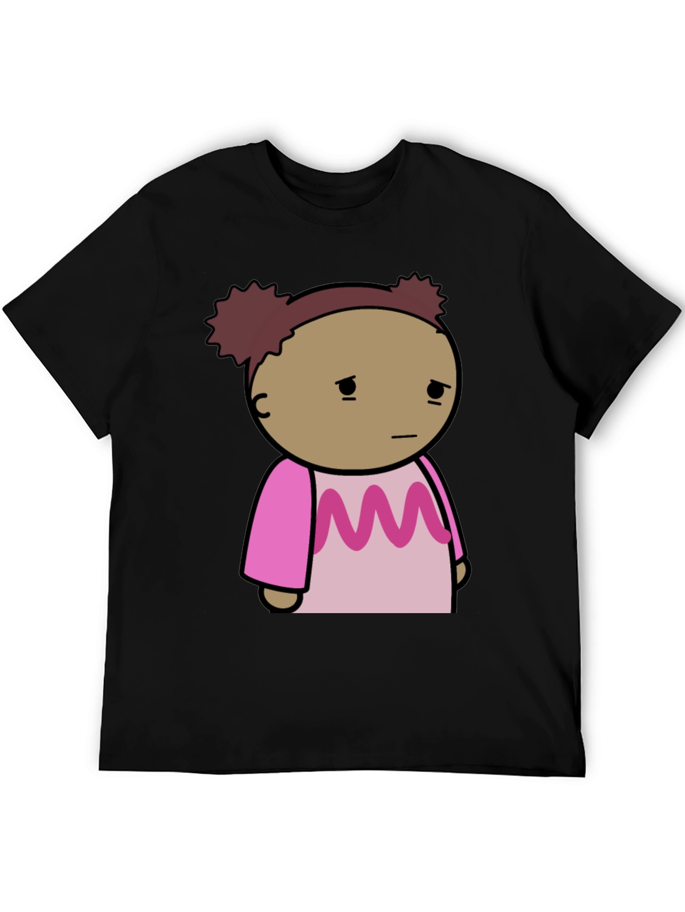 Black Sad Girl Cartoon Graphic T-Shirt view 5