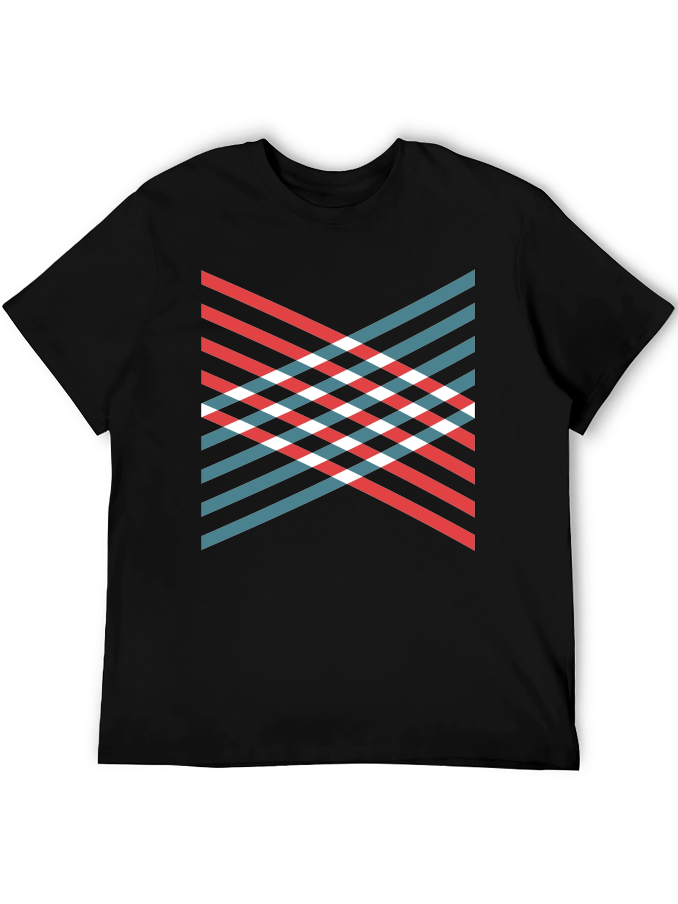 Black Modern Geometric Stripe T-Shirt view 5