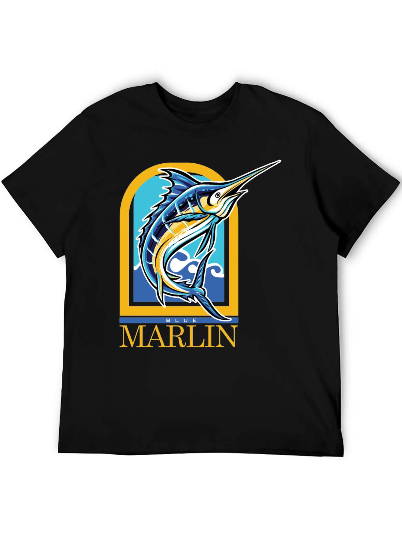 Black Blue Marlin Graphic T-Shirt - Men's Black Tee view 5