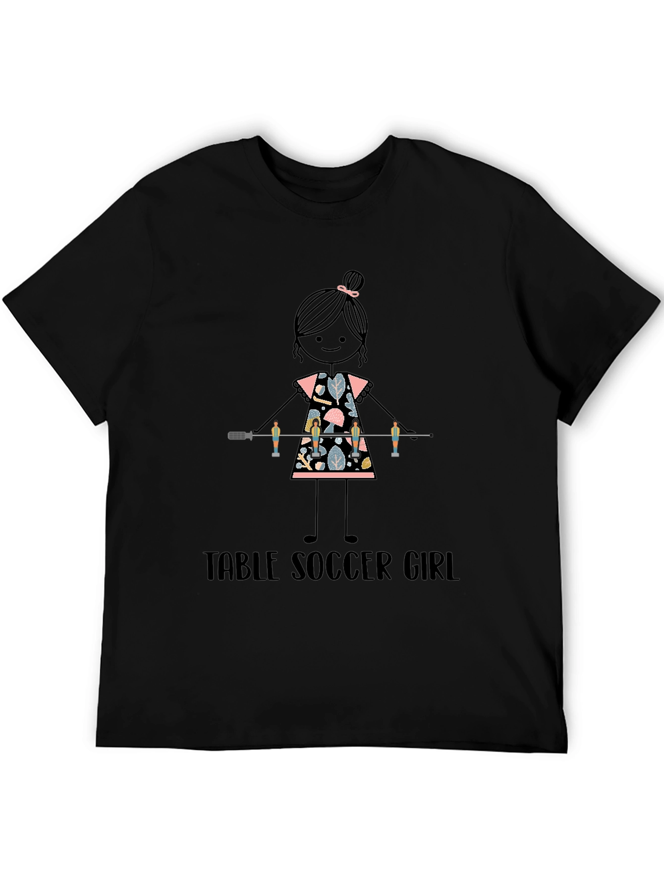 Black Table Soccer Girl Graphic Tee - Fun Sports T-Shirt view 5