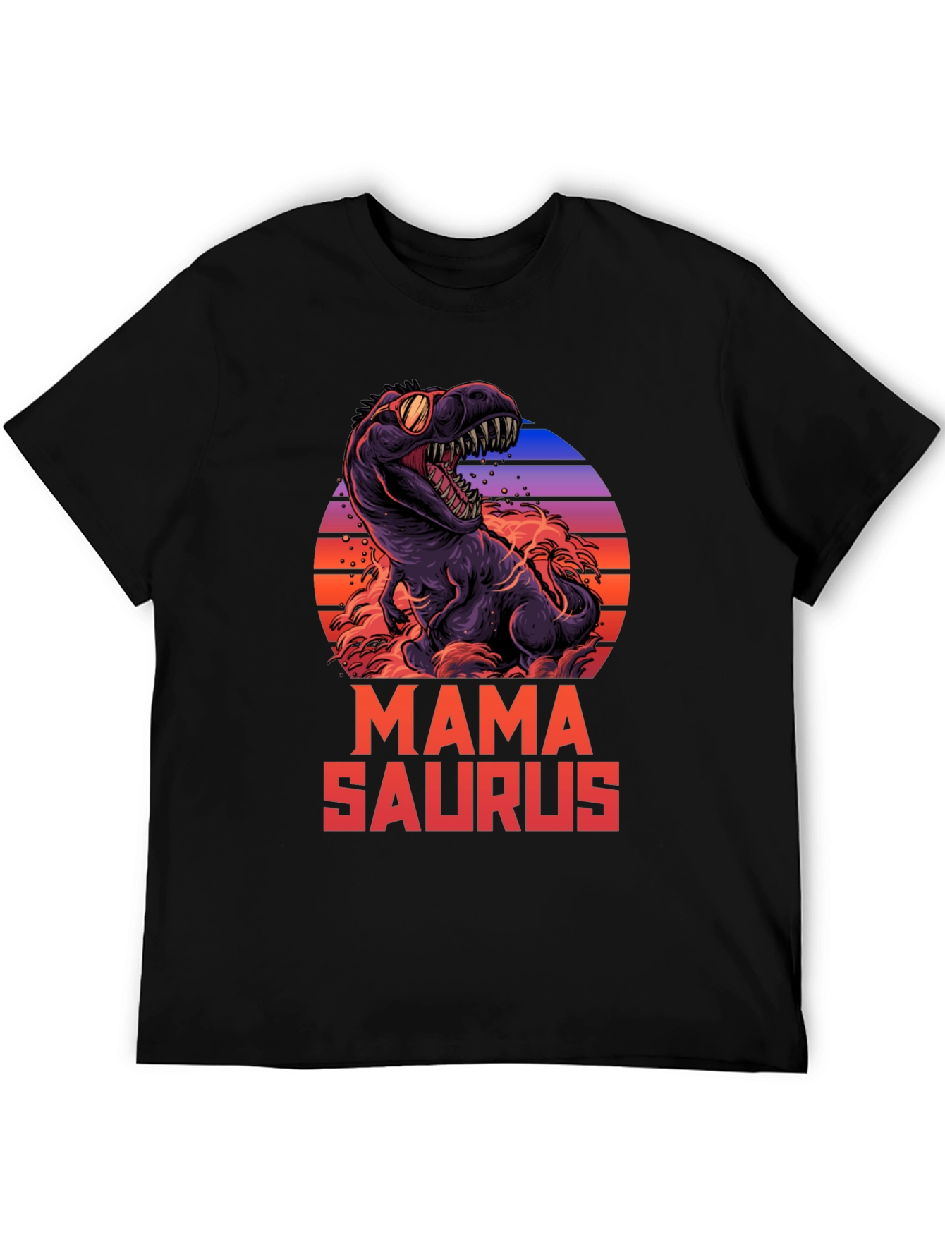 Black Mama Saurus Dinosaur Graphic T-Shirt view 5