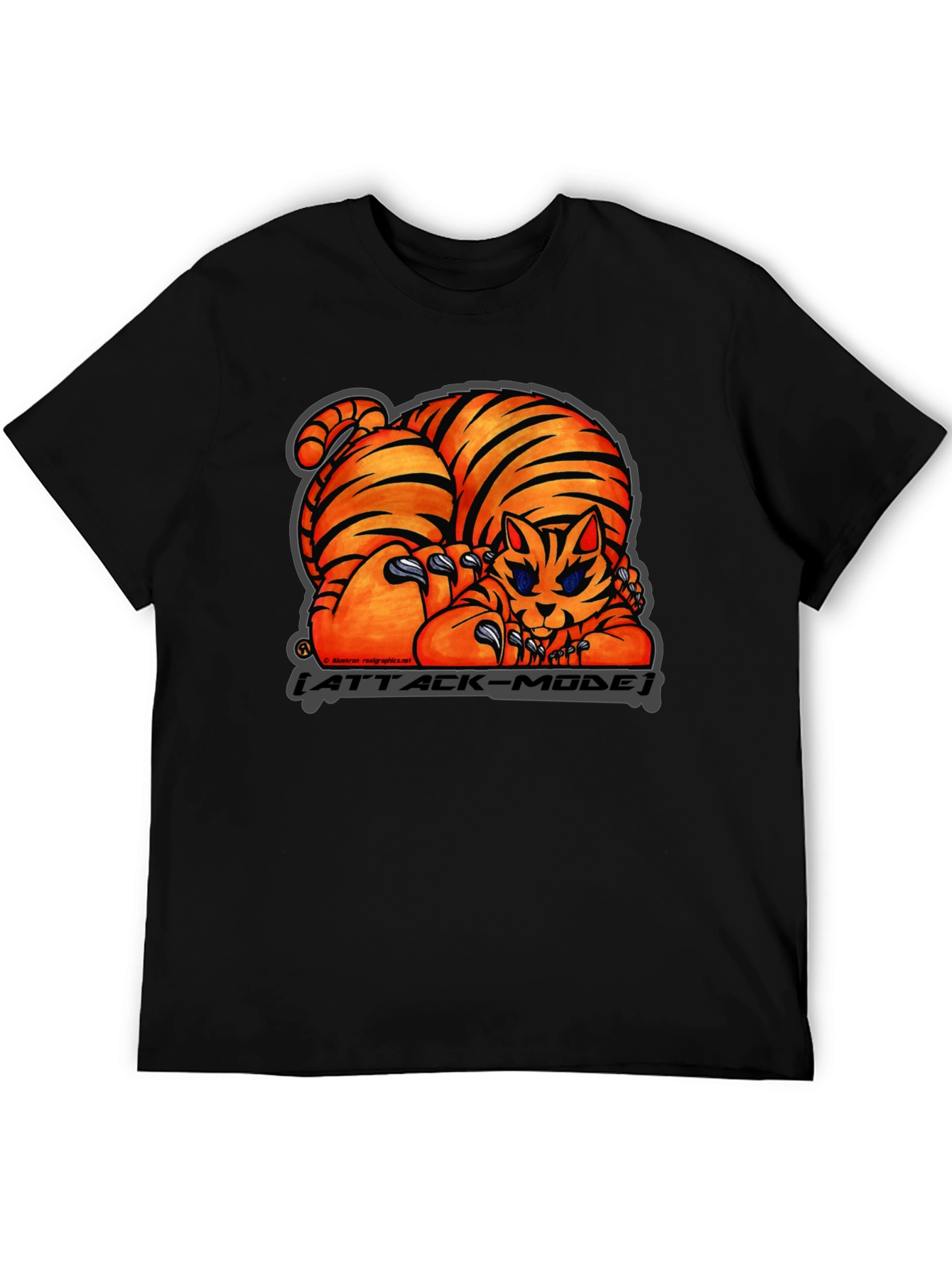 Black Attack Mode Tiger Graphic T-Shirt, Cotton Blend, Casual Wear view 5