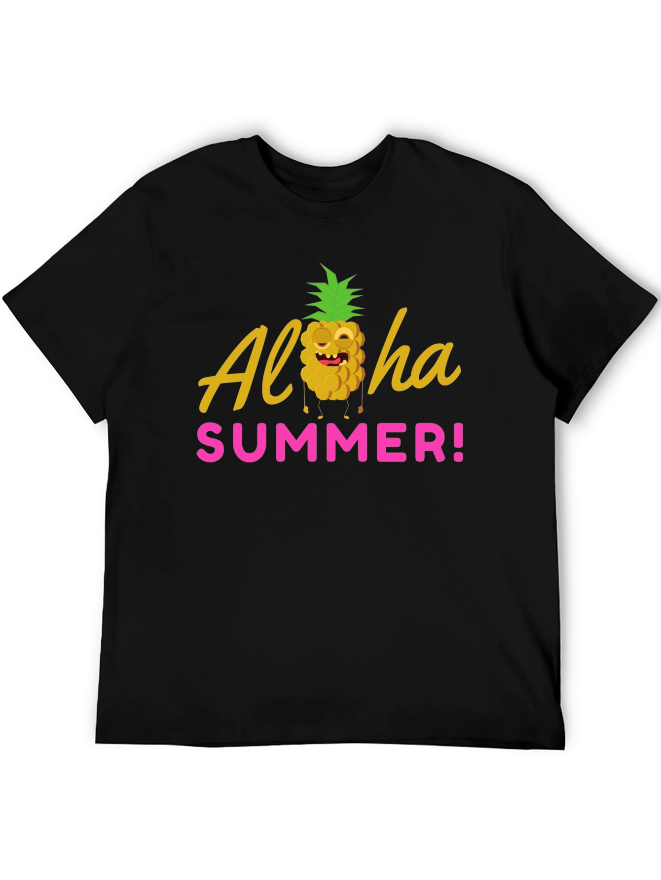 Black Aloha Summer Graphic T-Shirt - Black view 5