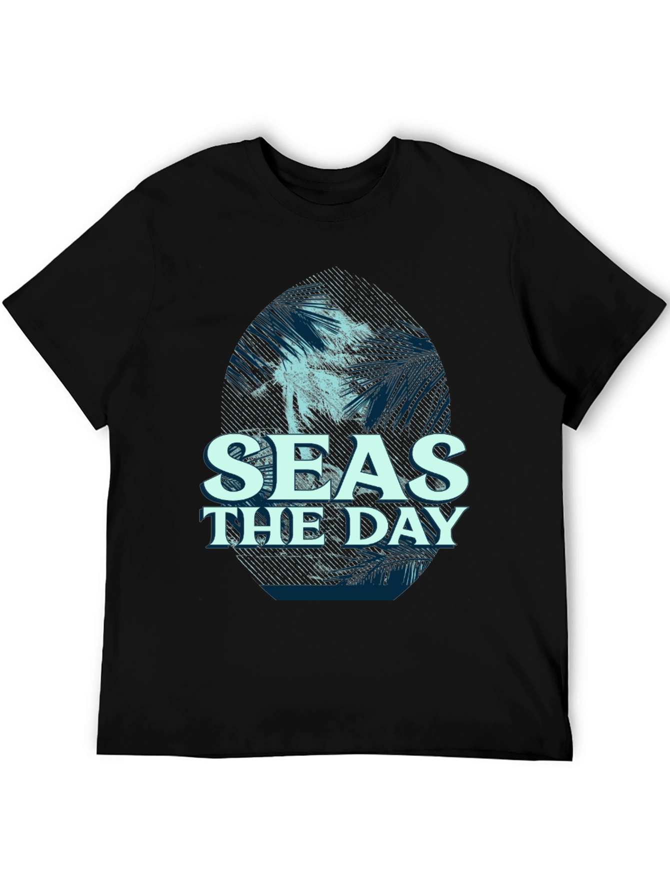 Seas the Day Graphic T-Shirt, Black Casual Tee - 5