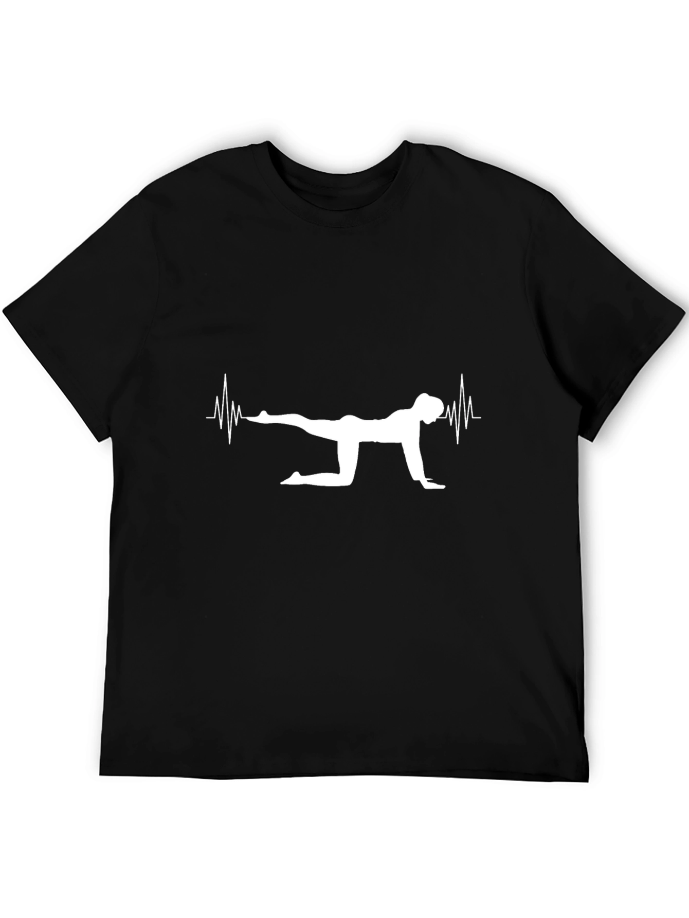 Black Yoga Heartbeat Graphic Tee - Black T-Shirt view 5