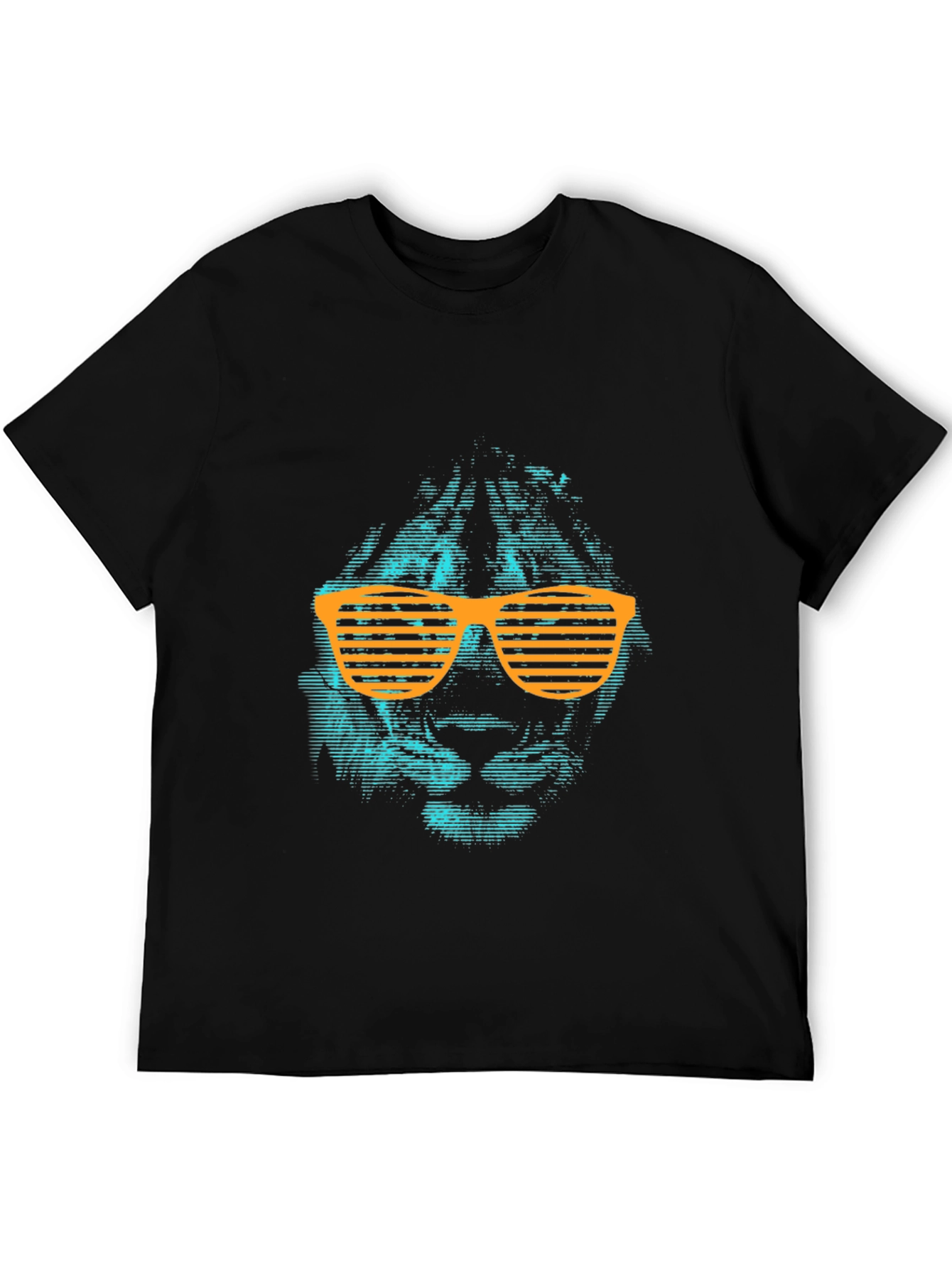 Black Cool Lion Graphic Tee with Orange Shutter Shades view 5