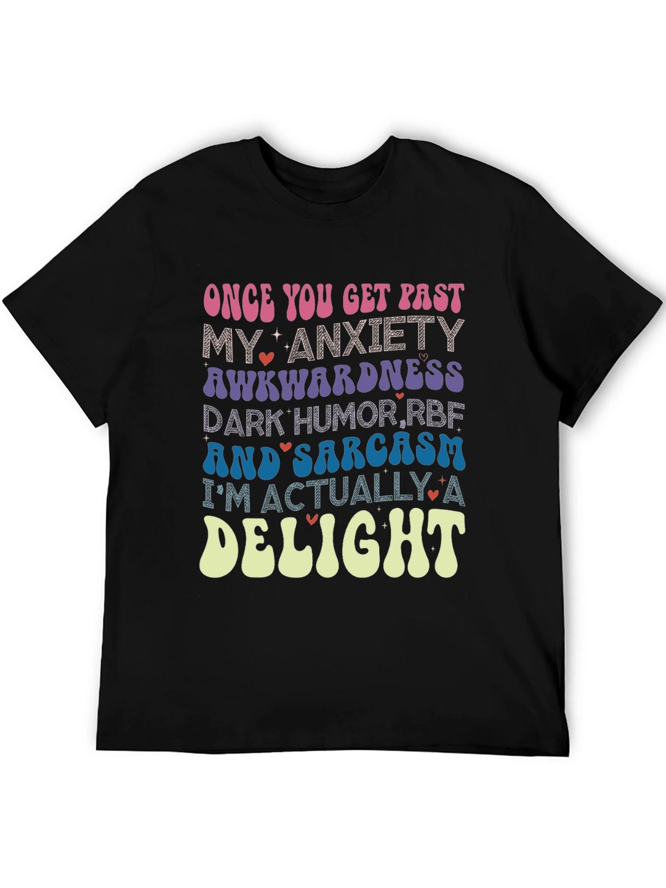 Black Anxiety Sarcasm Delight Novelty Graphic Tee view 5