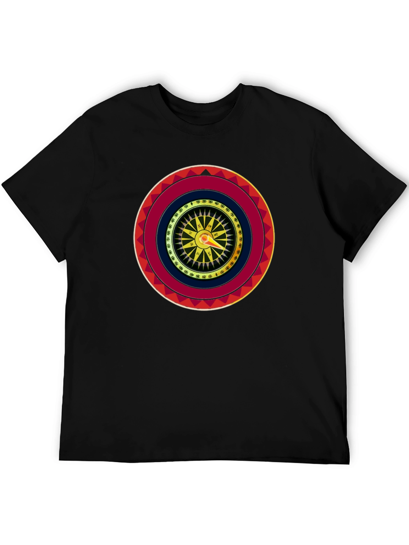 Black Compass Graphic Print Crew Neck T-Shirt view 5