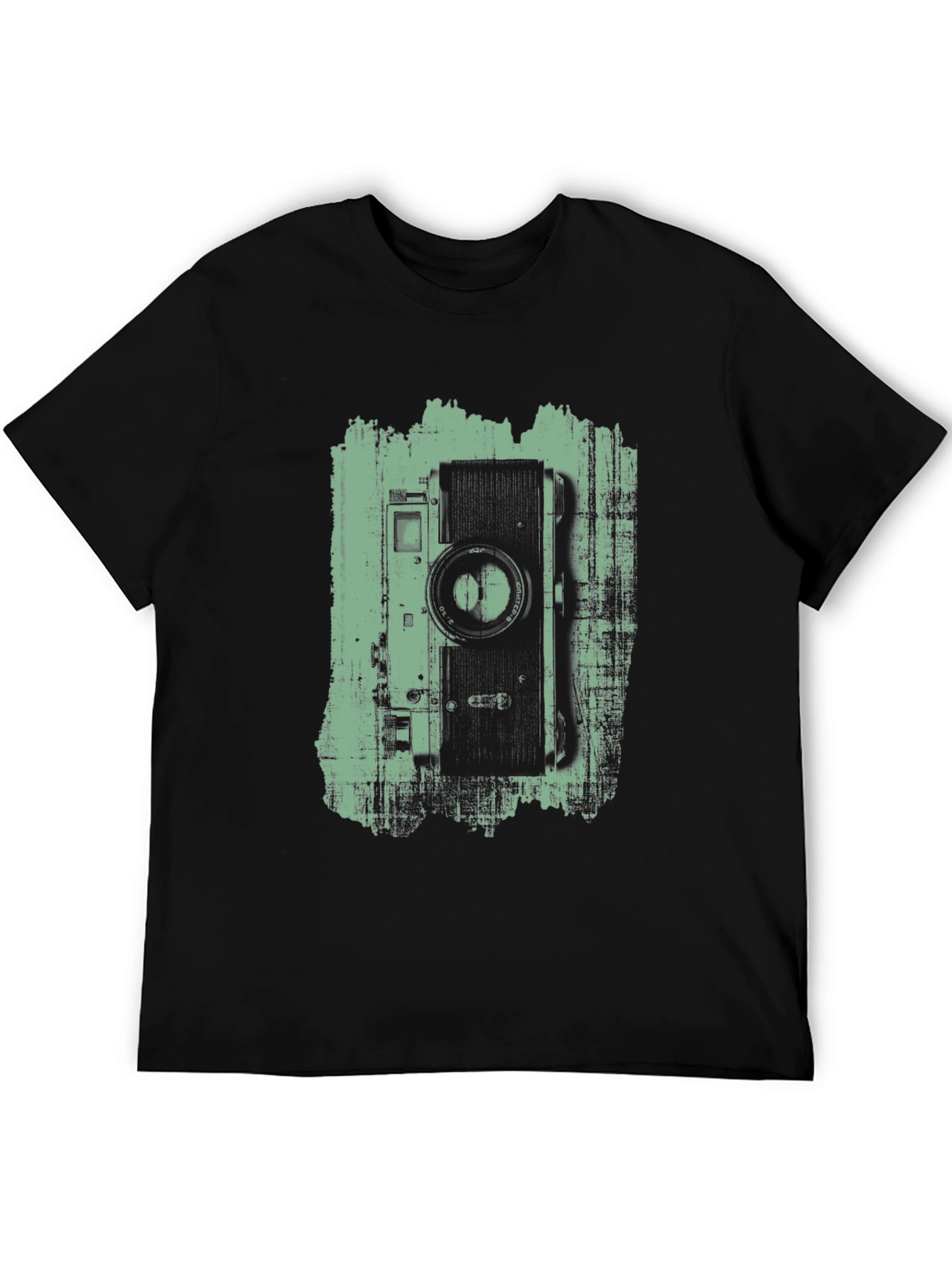Black Vintage Camera Graphic Tee - Black Cotton T-Shirt view 5