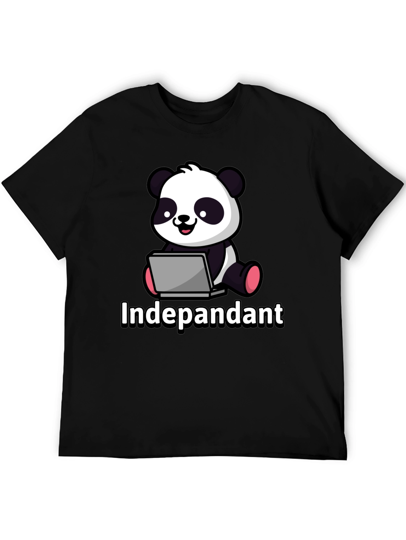 Black Independant Panda Graphic Tee - Soft Black Cotton T-Shirt view 5