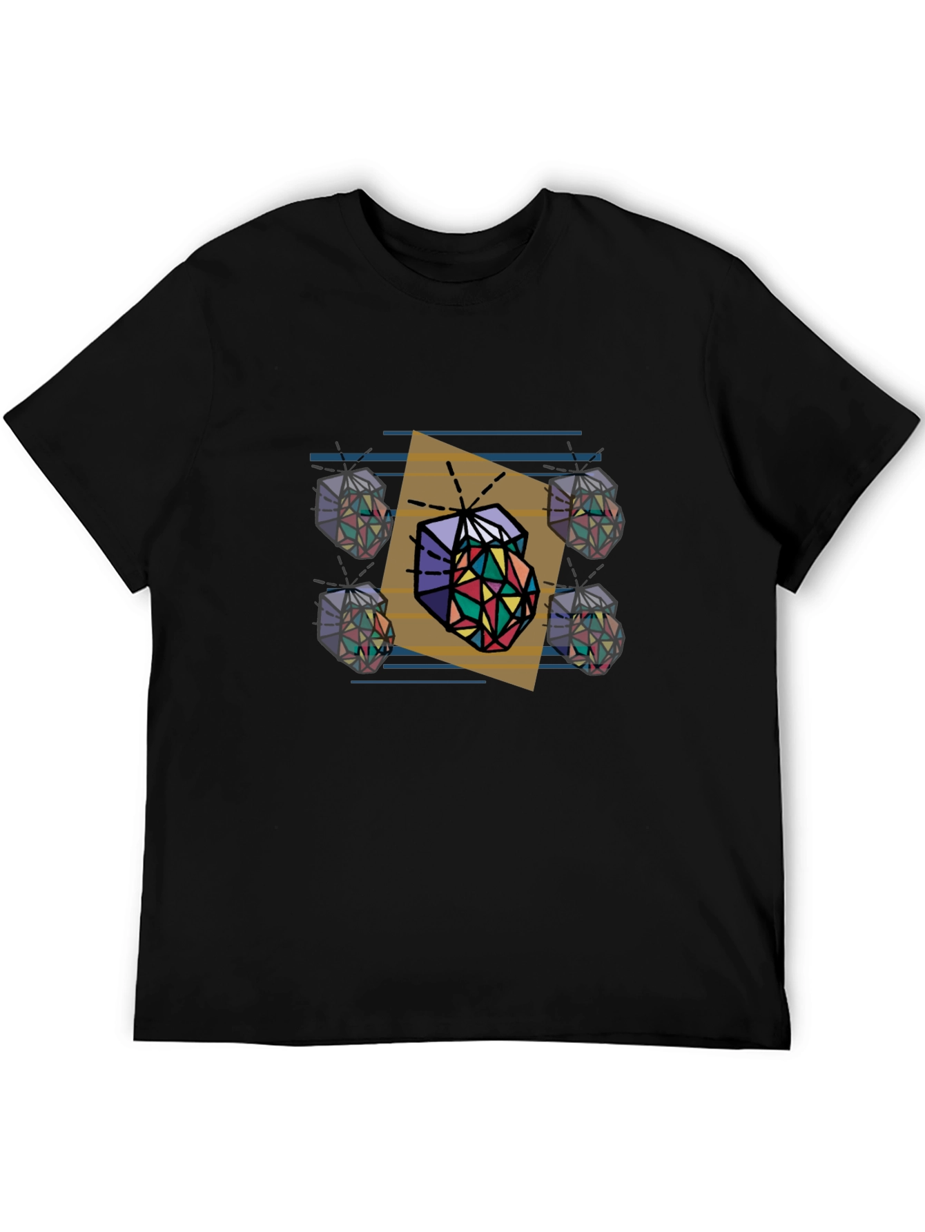 Black Geometric Gem T-Shirt - Modern Art Tee view 5