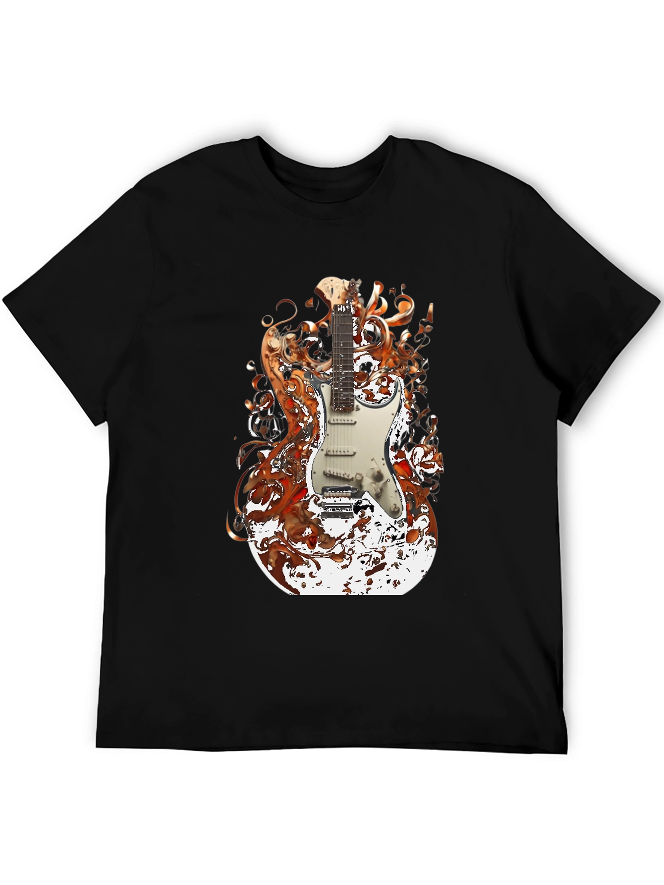Black Electric Guitar Graphic Tee - Rocker Style view 5